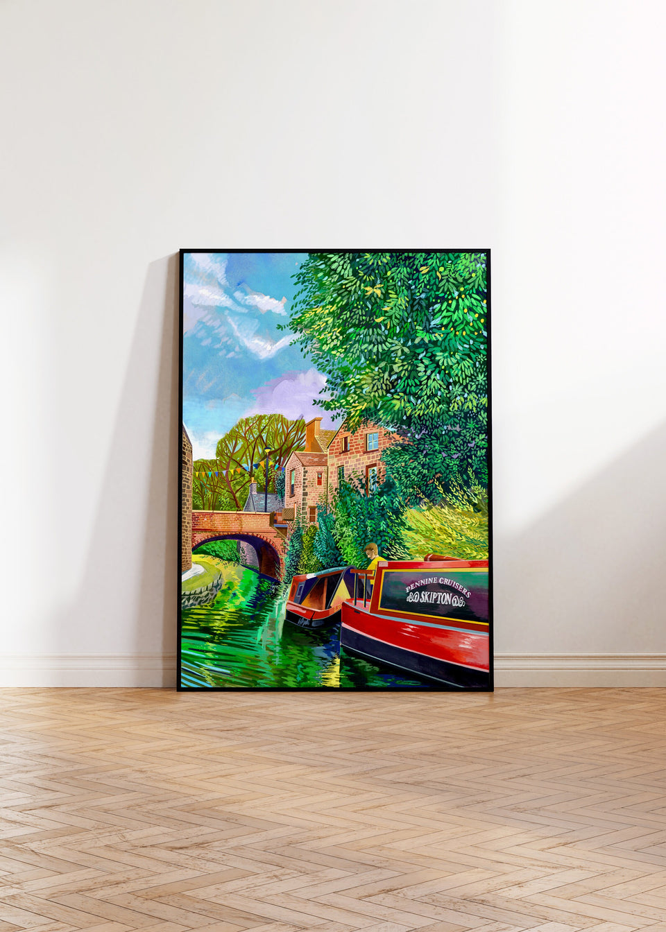 Skipton Artwork Print, Mill Bridge, Skipton Illustration, Yorkshire Dales Artwork, Leeds and Liverpool Canal Art