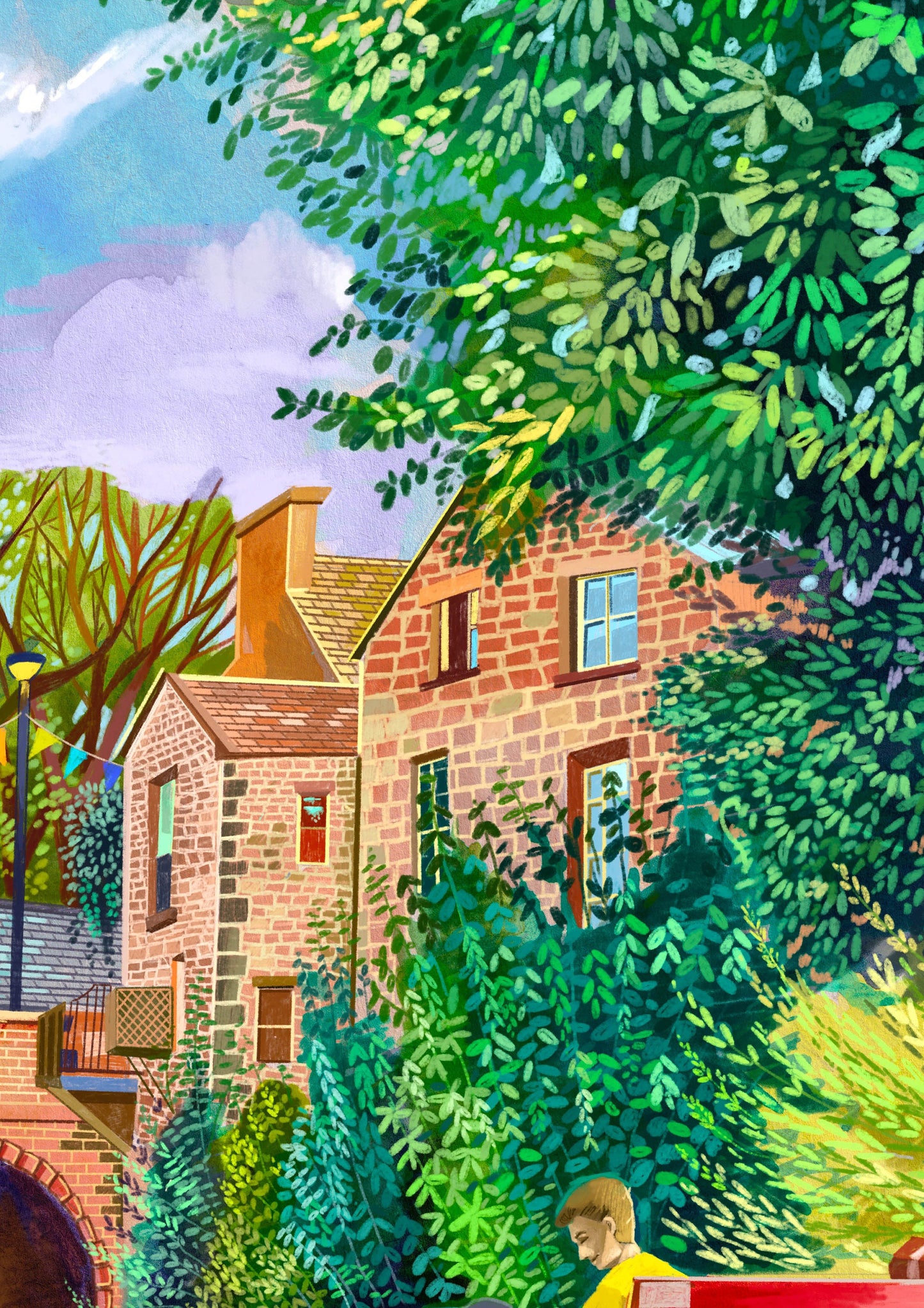 Skipton Artwork Print, Mill Bridge, Skipton Illustration, Yorkshire Dales Artwork, Leeds and Liverpool Canal Art