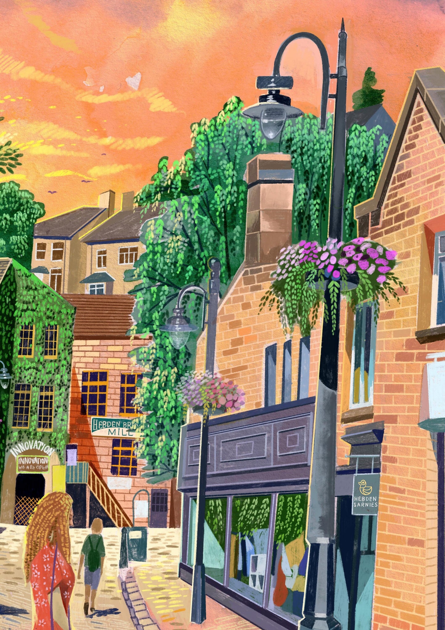 Hebden Bridge Artwork Print, Bridge Gate, Hebden Bridge Mill, Yorkshire Art Print