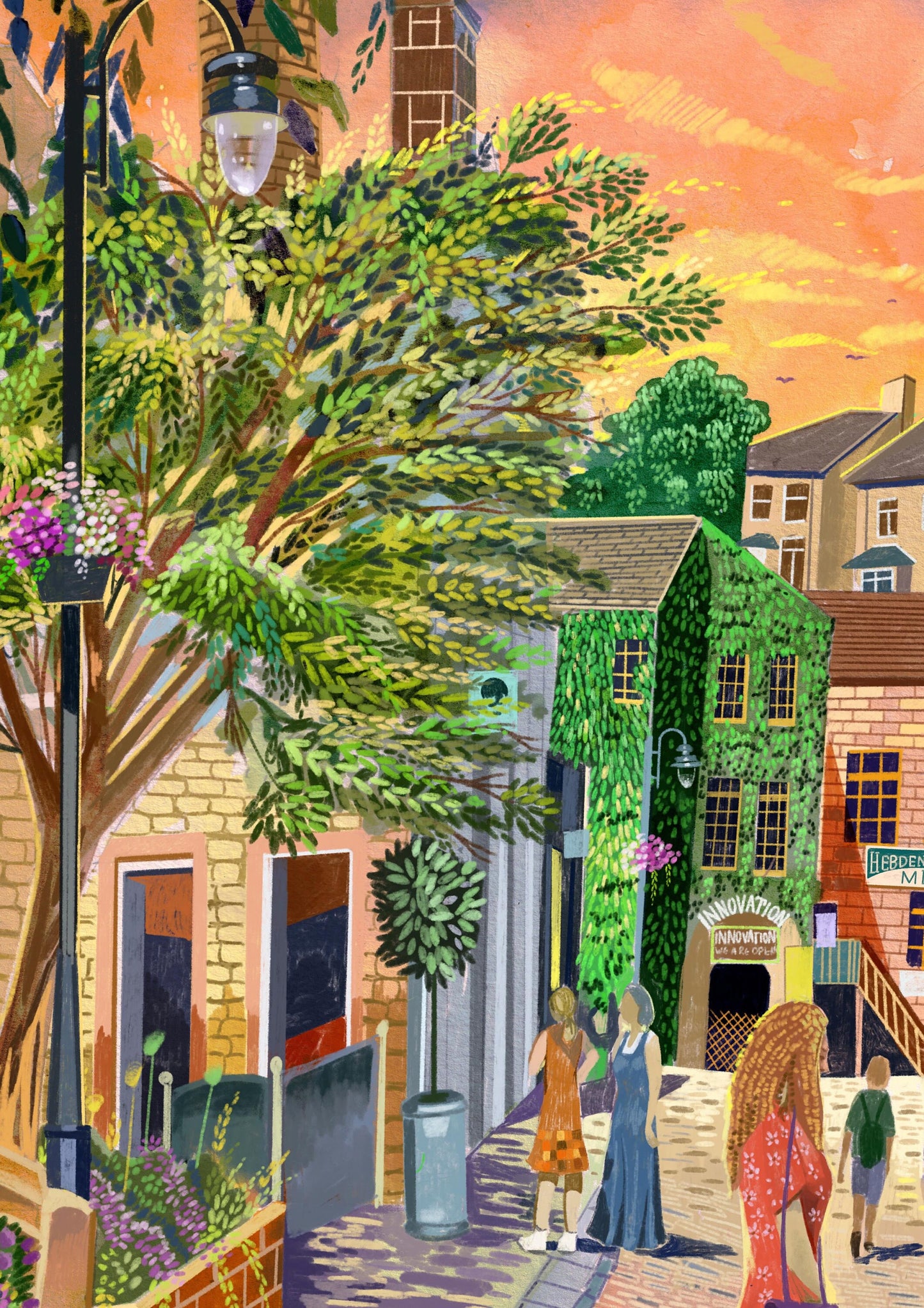 Hebden Bridge Artwork Print, Bridge Gate, Hebden Bridge Mill, Yorkshire Art Print