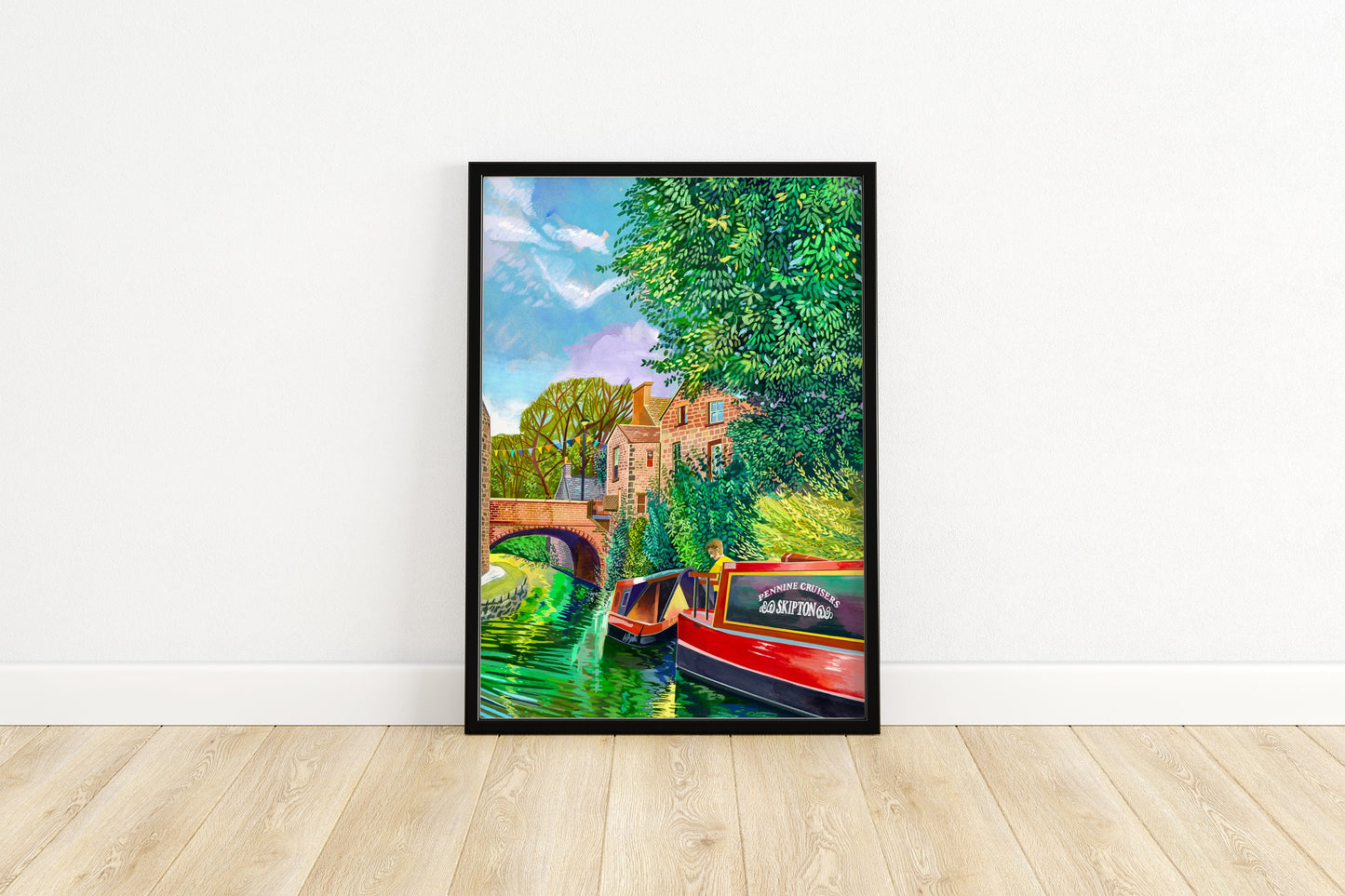 Skipton Artwork Print, Mill Bridge, Skipton Illustration, Yorkshire Dales Artwork, Leeds and Liverpool Canal Art