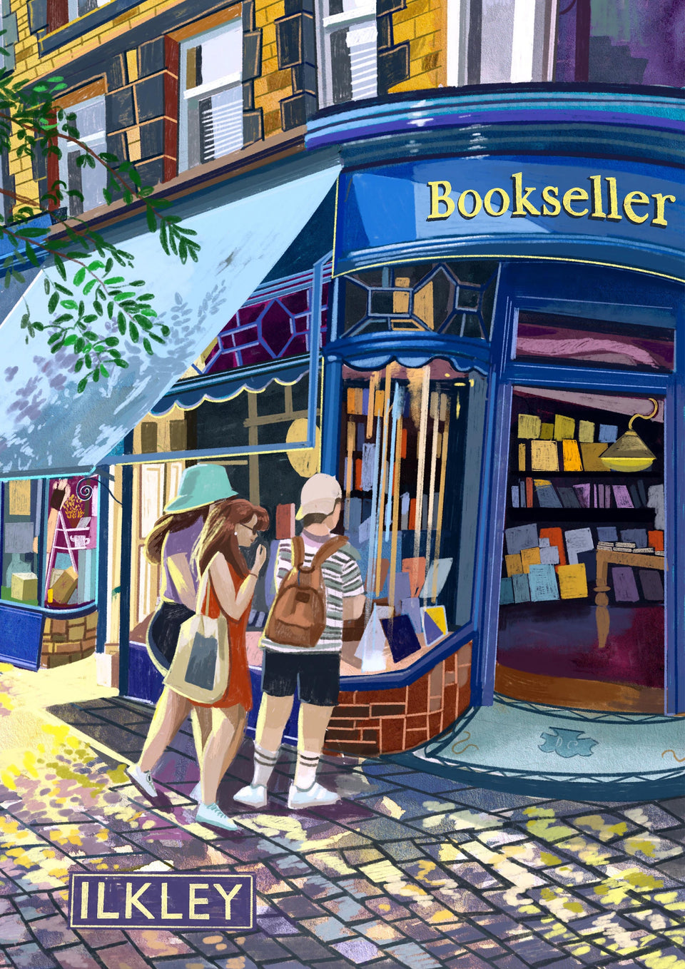 Ilkley West Yorkshire. The Grove Bookshop, Artwork Print