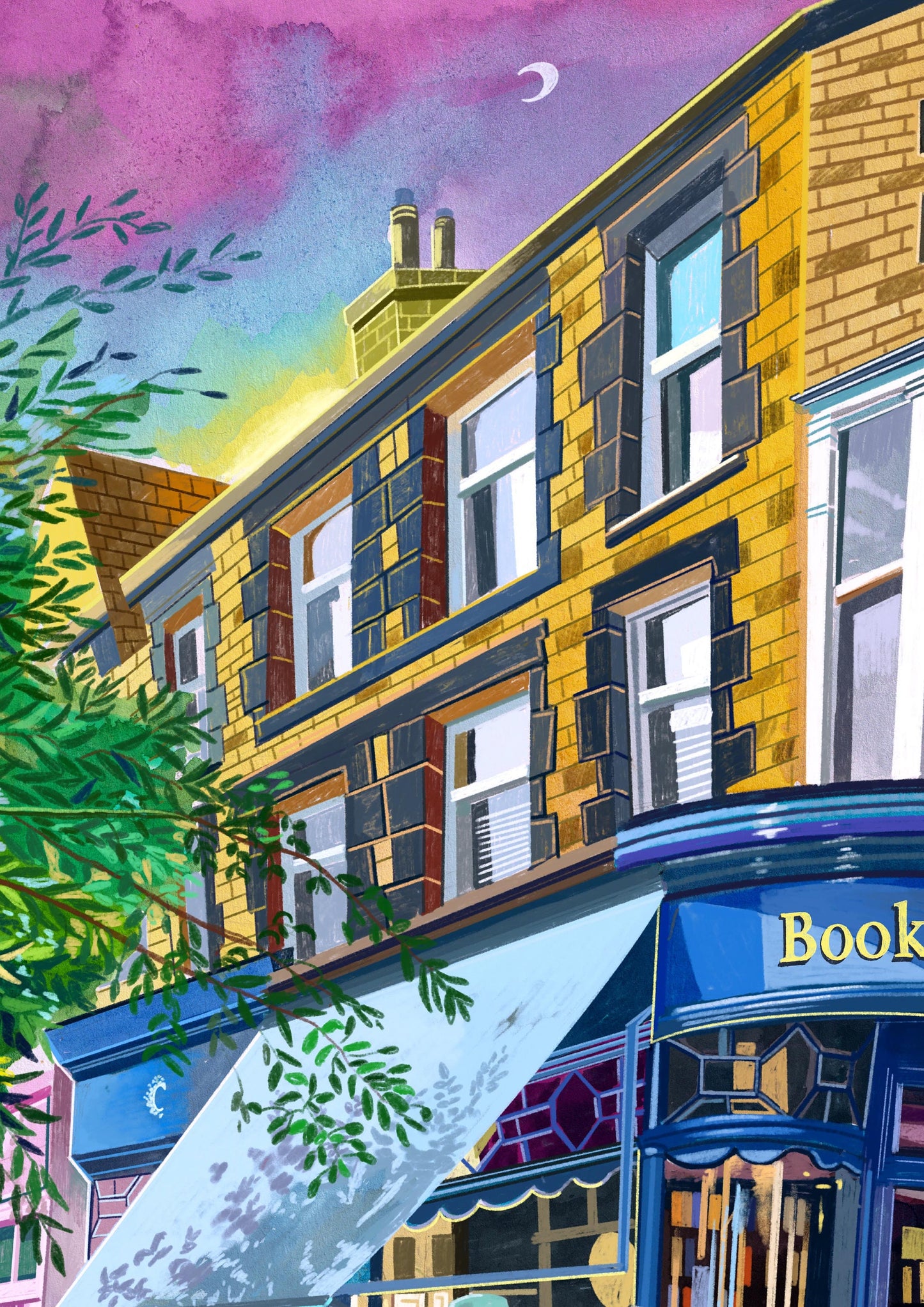 Ilkley West Yorkshire. The Grove Bookshop, Artwork Print