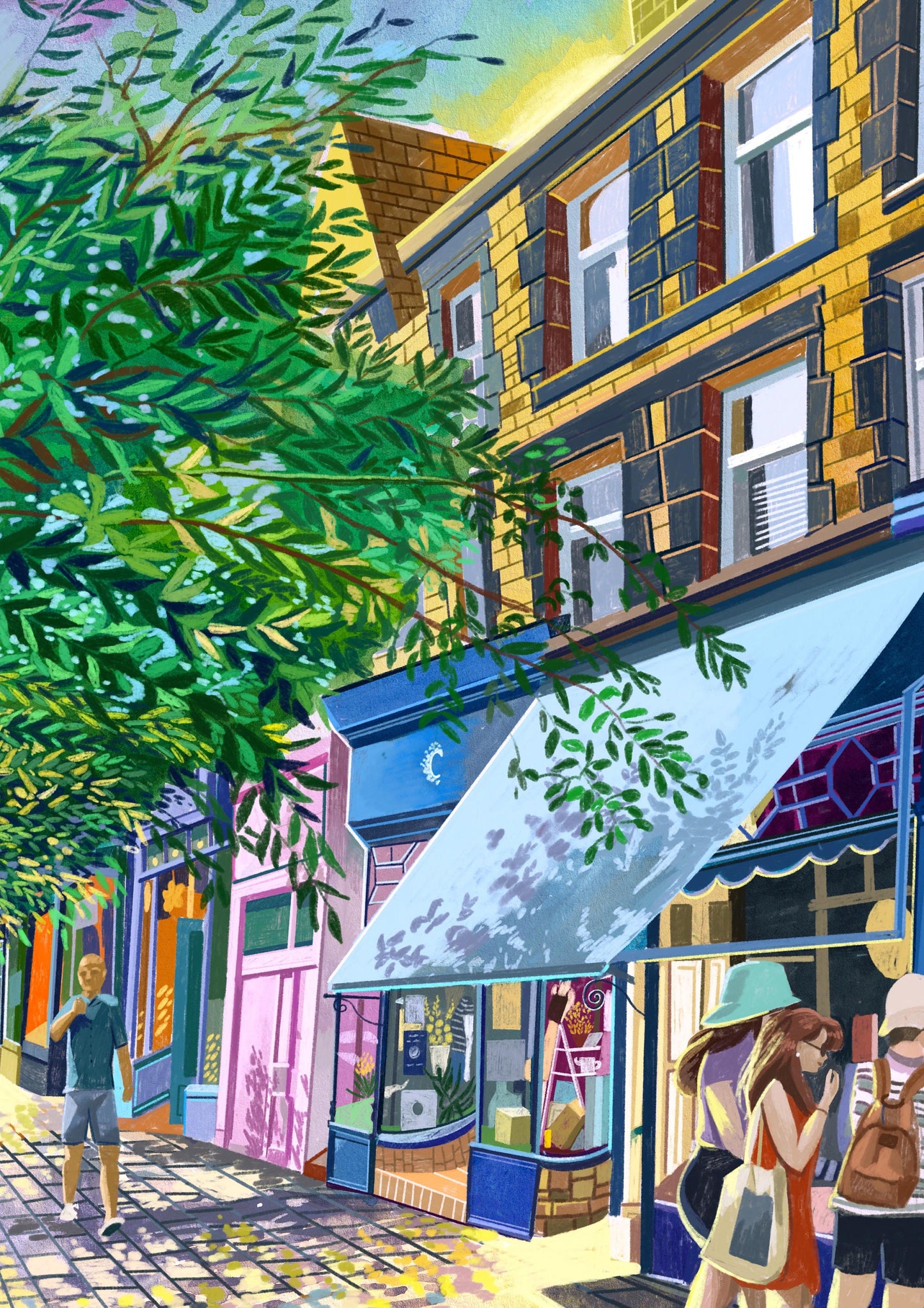 Ilkley West Yorkshire. The Grove Bookshop, Artwork Print