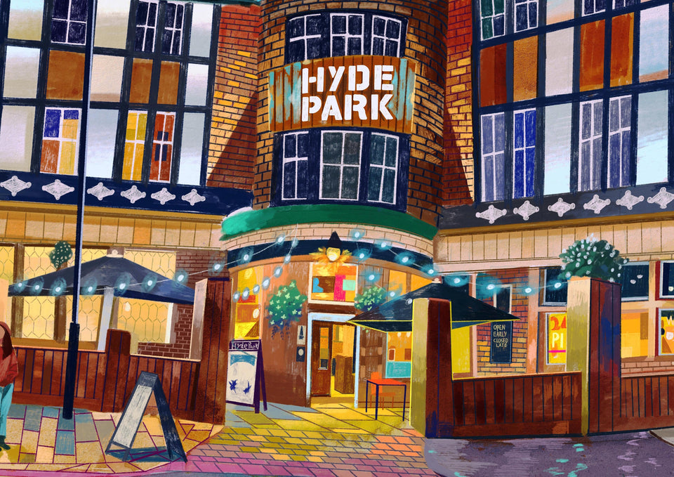 Hyde Park Pub, Leeds Art Print, Headingley Lane, Hyde Park Leeds, Hyde Park Corner, Leeds Poster