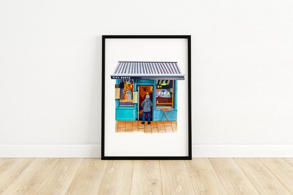 Leeds Art Print, Fika North, Headingley, Otley Road, Coffee Art Gift