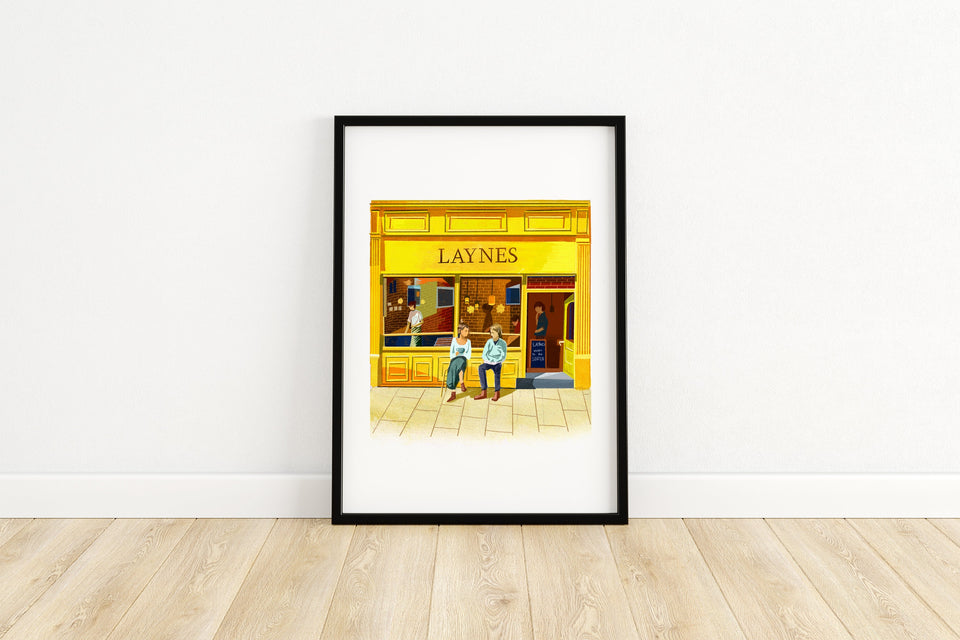 Laynes Espresso Leeds Artwork print, New Station Street, Coffee Art Gift