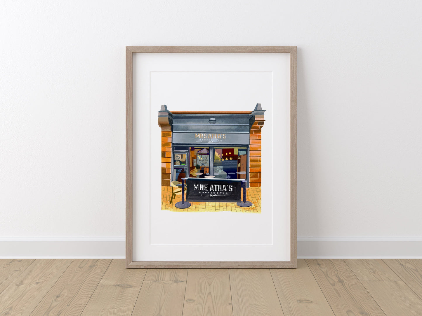 Leeds Art Print, Mrs Atha’s, Central Road, Coffee Art Gift