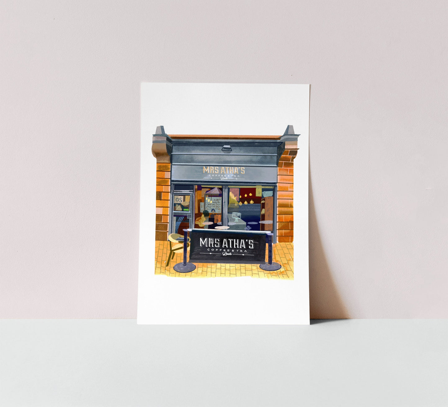 Leeds Art Print, Mrs Atha’s, Central Road, Coffee Art Gift
