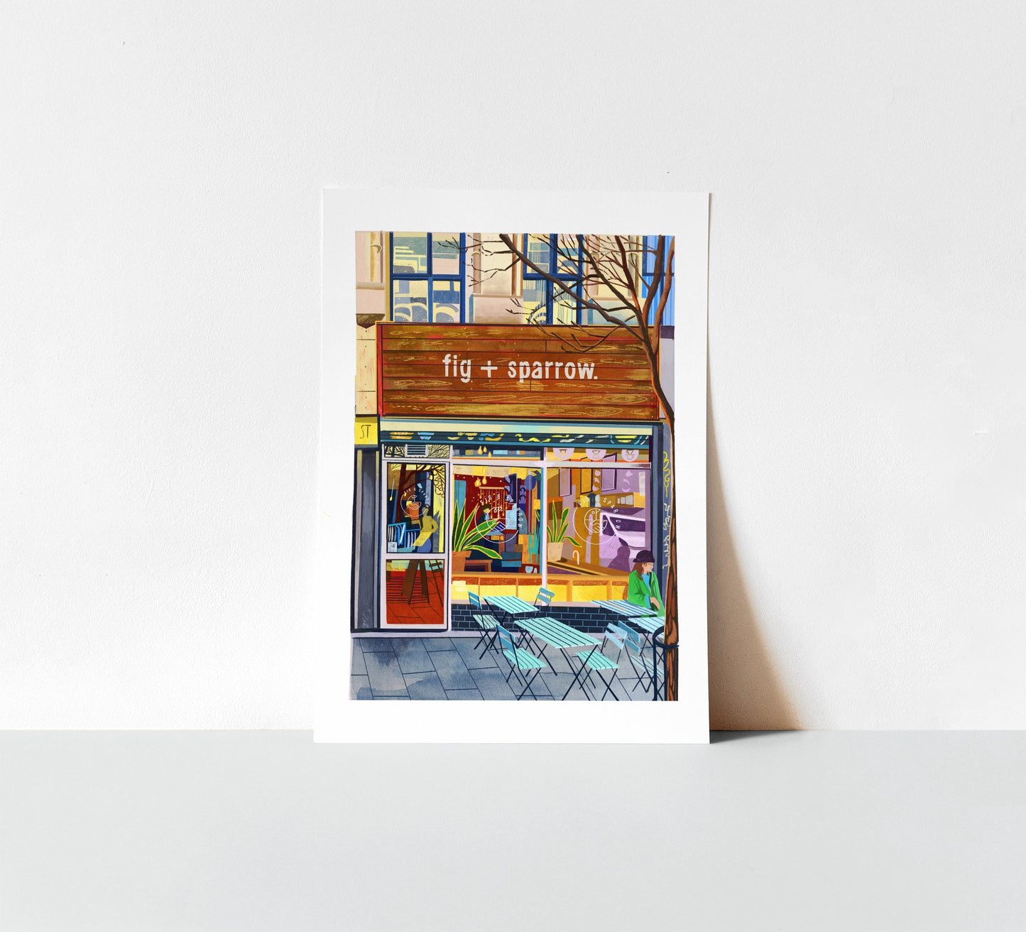 Fig and Sparrow, Manchester, Artwork Print