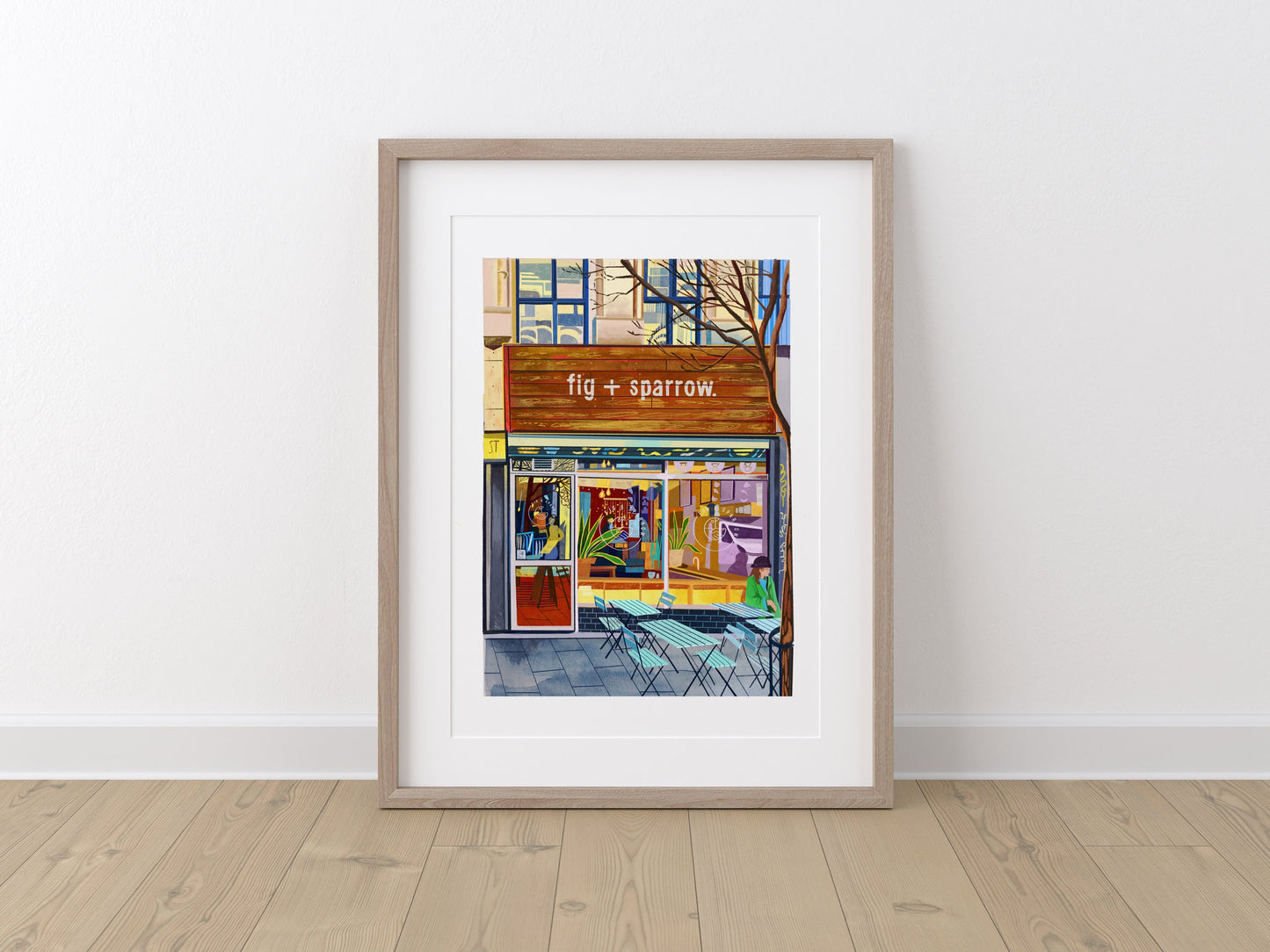 Fig and Sparrow, Manchester, Artwork Print