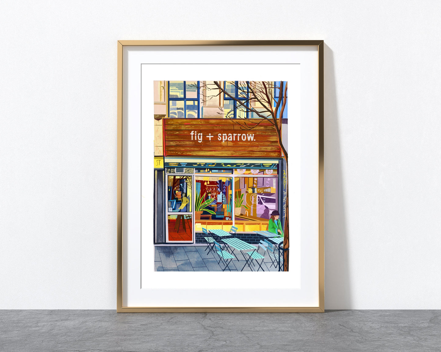 Fig and Sparrow, Manchester, Artwork Print