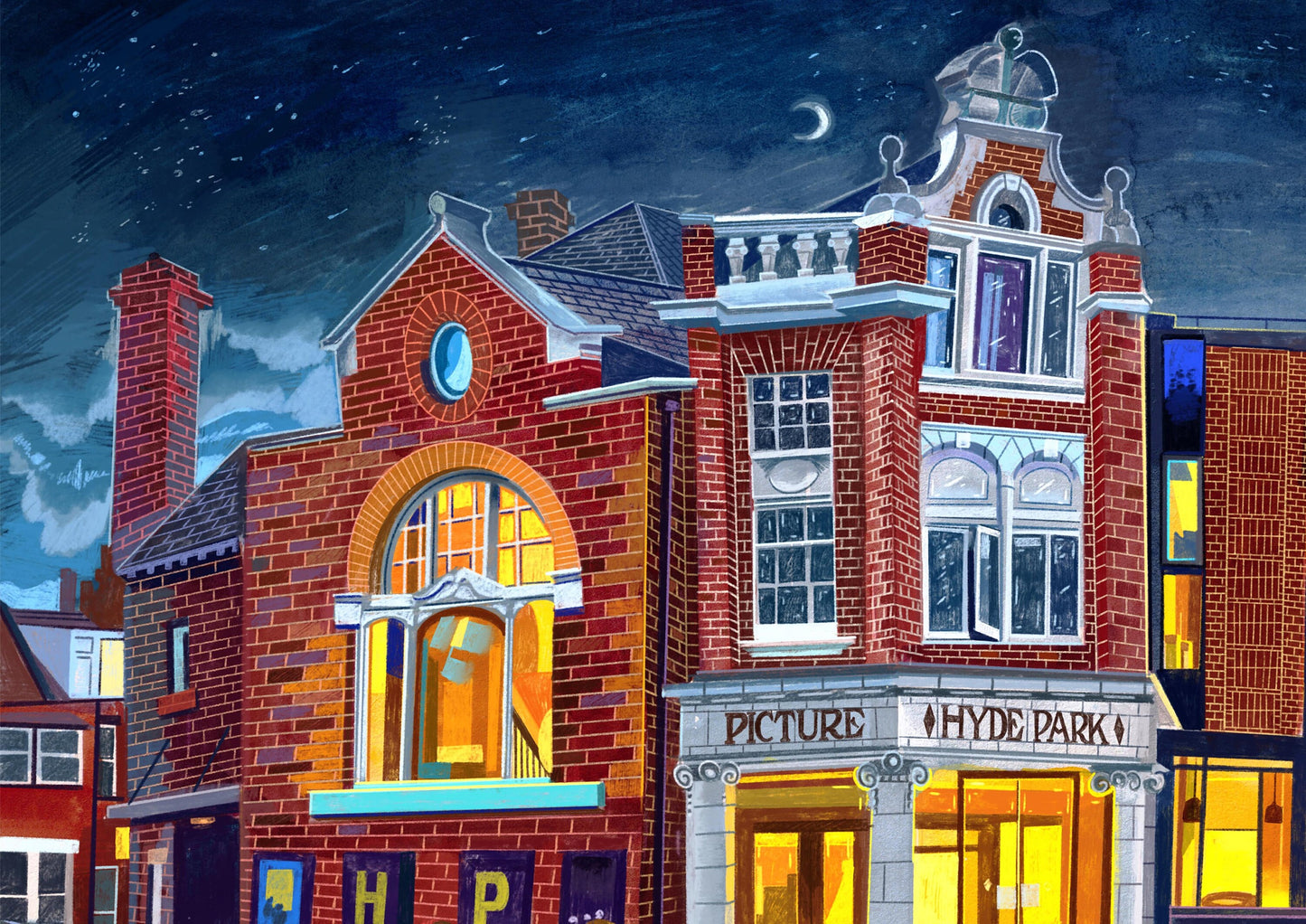 Hyde Park Picture House, Leeds Artwork Print, Brudenell Road, Leeds Cinema, Leeds Poster, Leeds Travel Print, Leeds Wall Art,