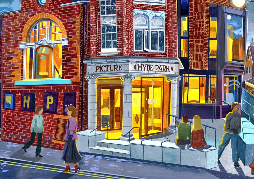 Hyde Park Picture House, Leeds Artwork Print, Brudenell Road, Leeds Cinema, Leeds Poster, Leeds Travel Print, Leeds Wall Art,
