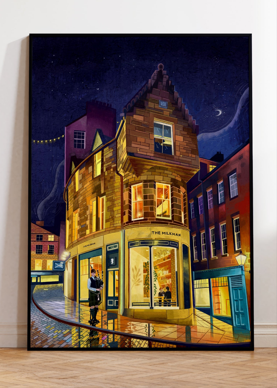 The Milkman, Edinburgh, Cockburn Street, Art Print