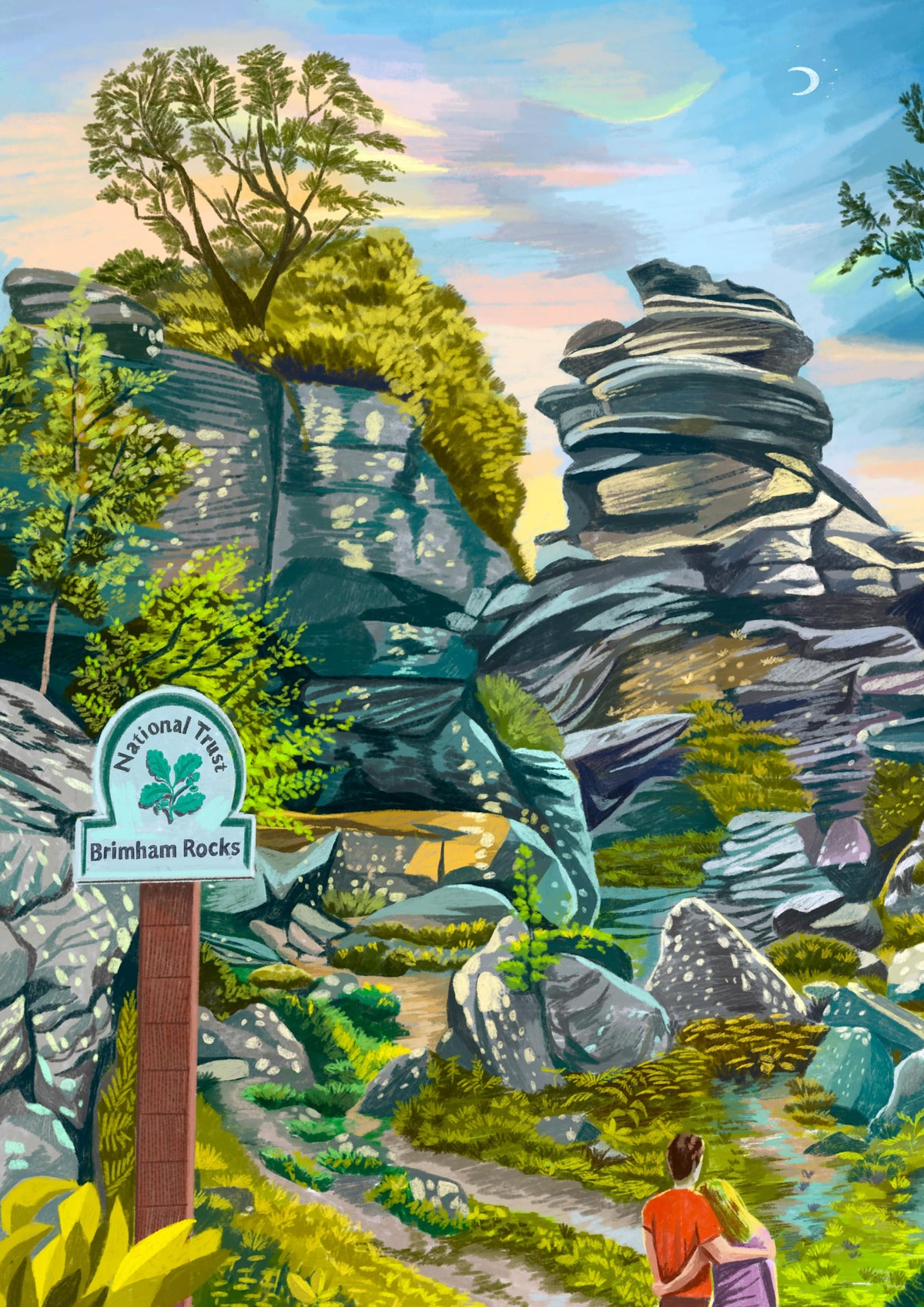 Brimham Rocks Sign Brimham Rocks, Nidderdale, North Yorkshire, Artwork print – Zacrosso