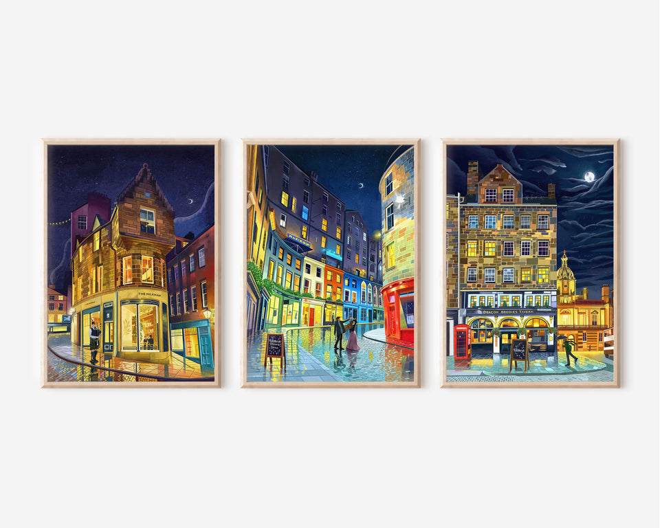 Any 3 x A5, A4 or A3 Edinburgh Artwork Prints, Mix and Match Set