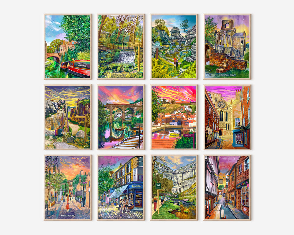 Any 3 x A5, A4 or A3 Yorkshire Artwork Prints, Mix and Match Set