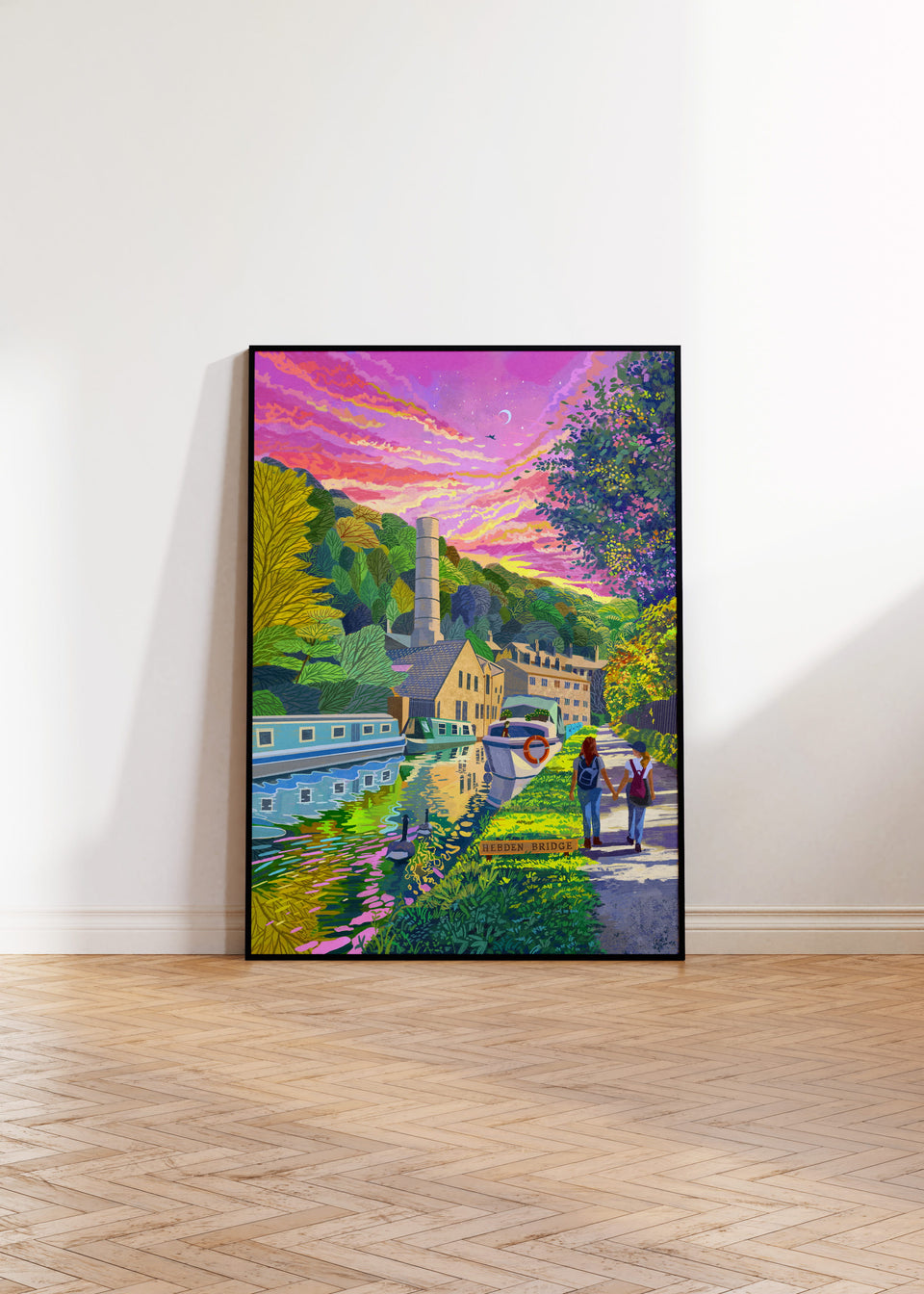 Hebden Bridge Canal, West Yorkshire, Artwork Print