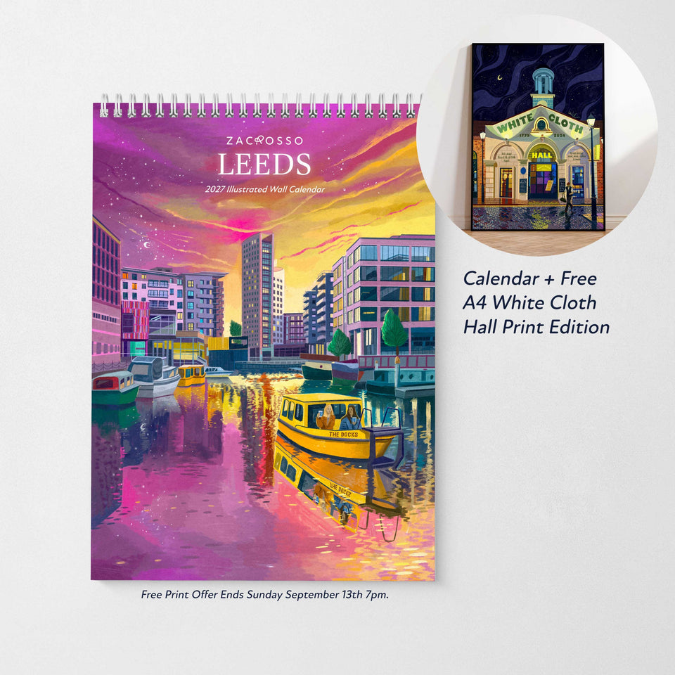 Leeds 2027 Illustrated Travel Calendar (Pre-Order + Free Print Edition)