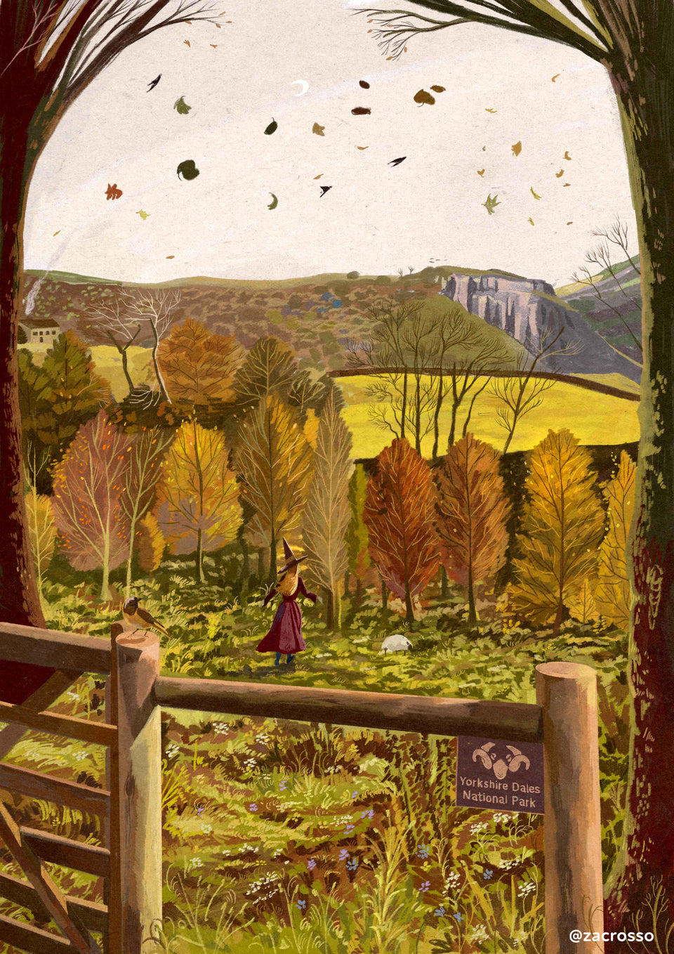Malham Cove in Autumn, Yorkshire Dales, Artwork Print