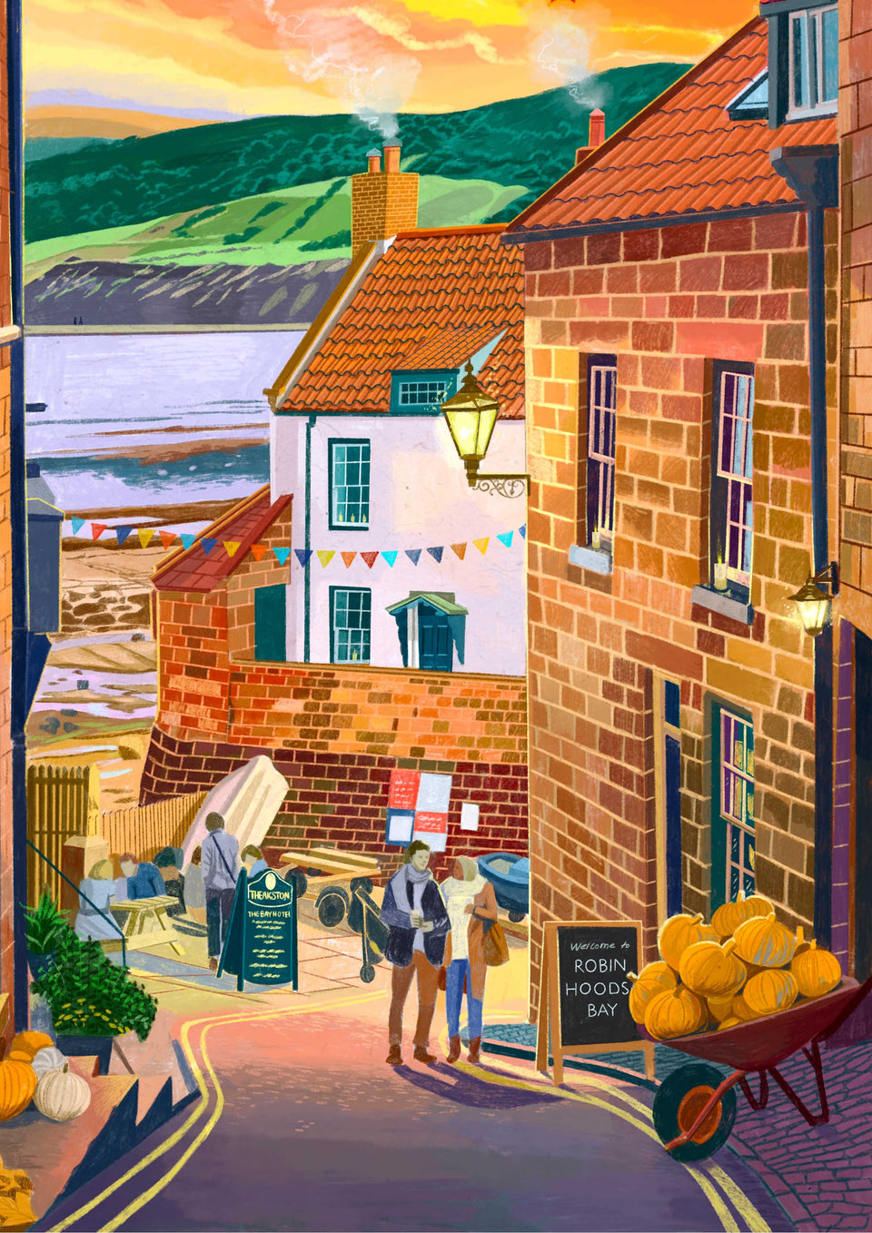 Robin Hood's Bay, North York Moors, Artwork Print, Autumn and Halloween Special Editions