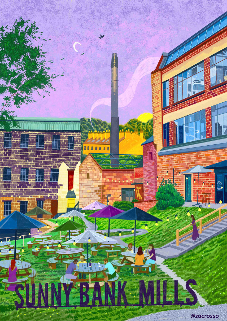 Sunny Bank Mills, Farsley, Leeds, Artwork Print