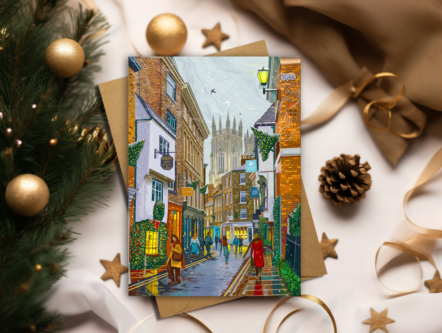 Pack of 5 York Petergate Christmas Cards, A6 Size