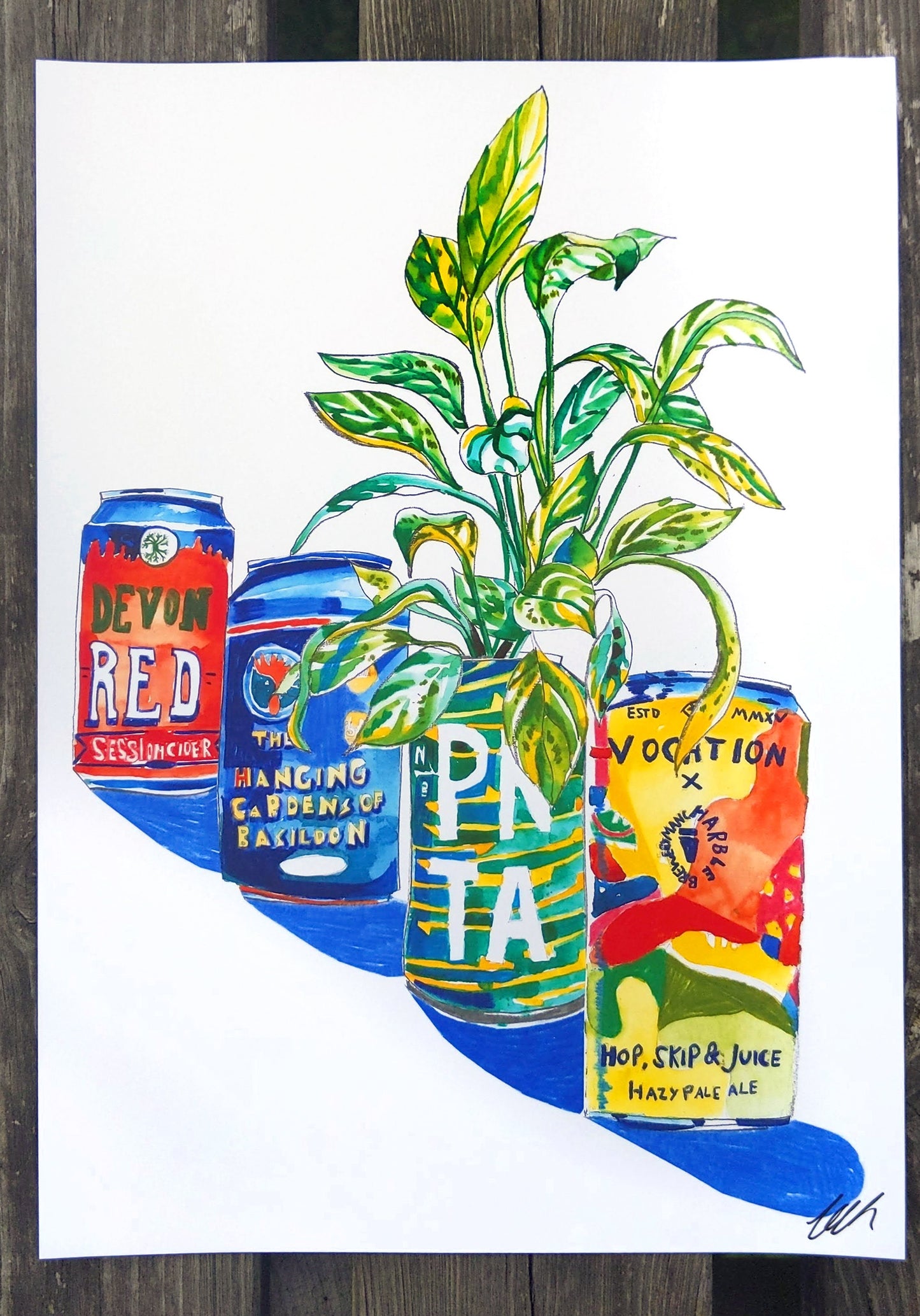 IPA, Cider and House Plant Artwork Print