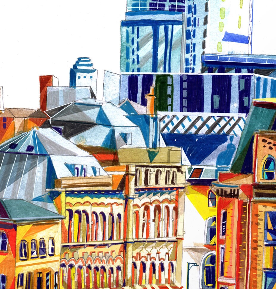 Manchester Northern Quarter, Artwork Print, Manchester Wall Art, Tib Street and Church Street,