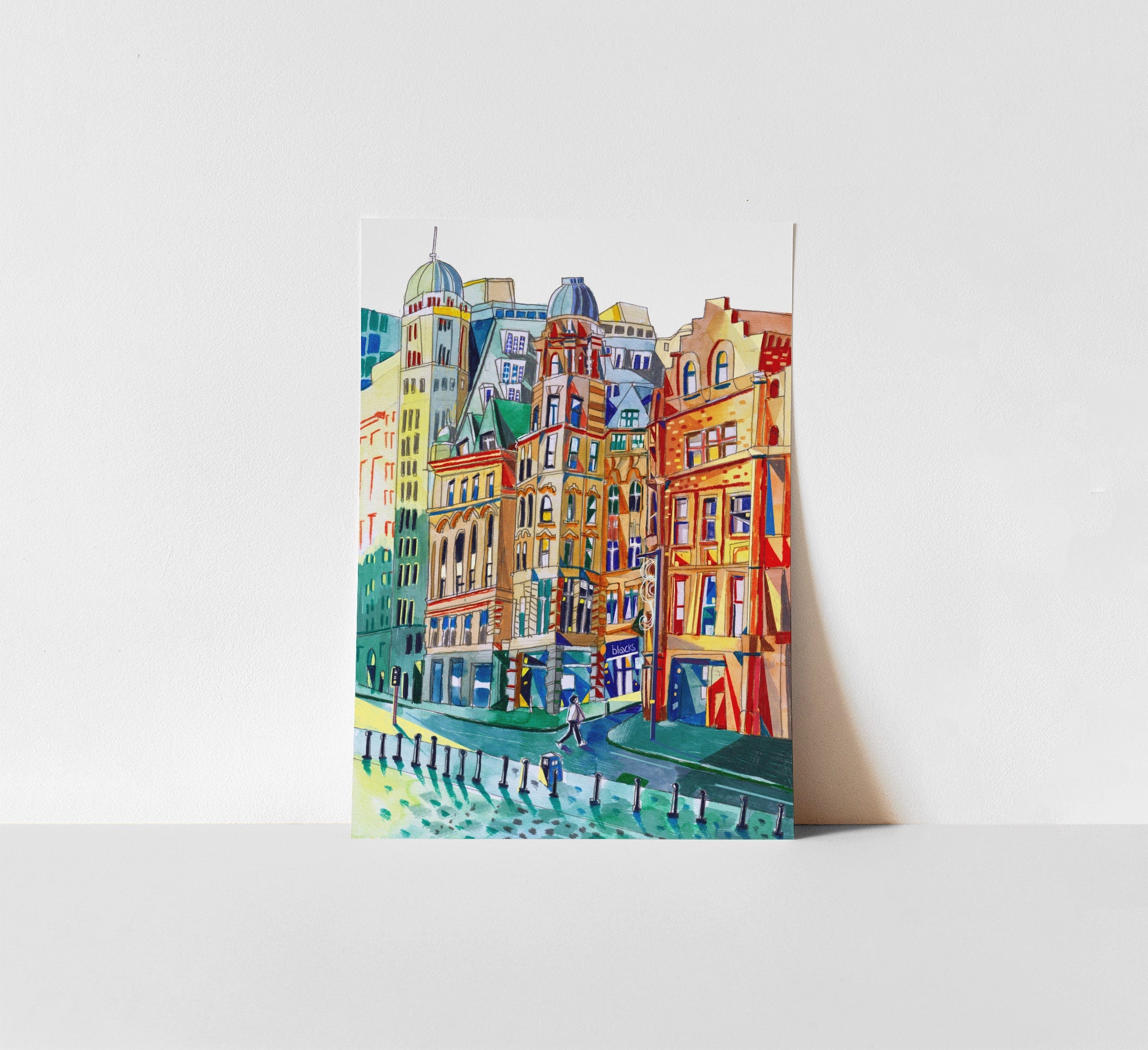 Manchester Quay Street Artwork Print, Deansgate, Sunlight House, Manch ...