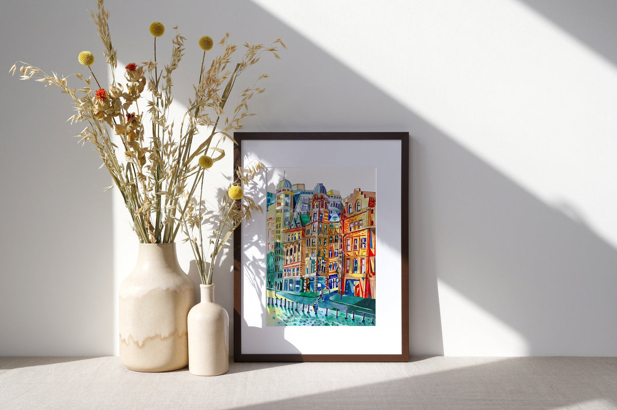 Manchester Quay Street Artwork Print, Deansgate, Sunlight House, Manch ...