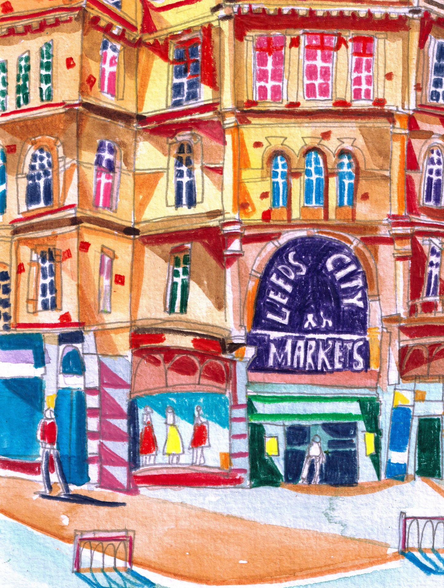 Leeds Kirkgate Market Artwork Print, Illustrated Print