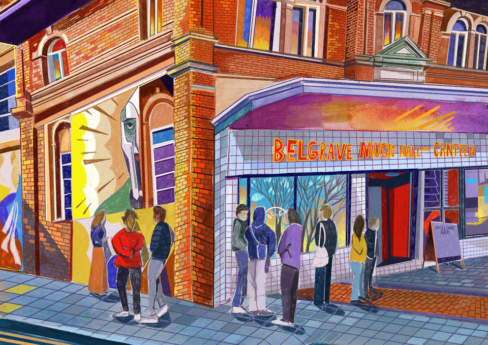 Leeds Belgrave Music Hall & Canteen, Artwork Print, Leeds Poster, Leeds City Painting, Leeds Gift Idea