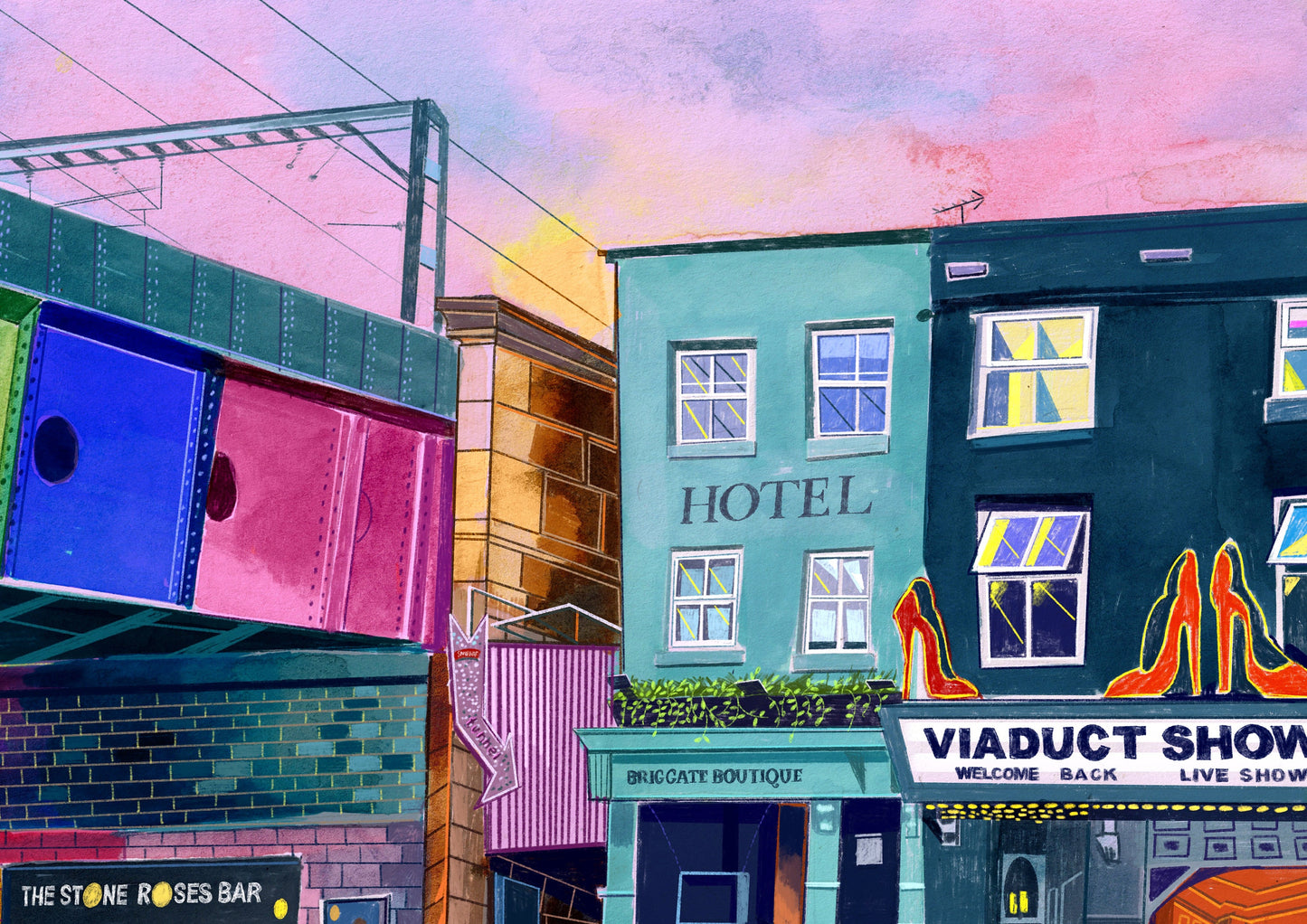 Leeds Art Print Viaduct Showbar, LGBTQ+ Pride Print, Lower Briggate, Gay Bar Artwork, June Pride Art, Leeds Poster