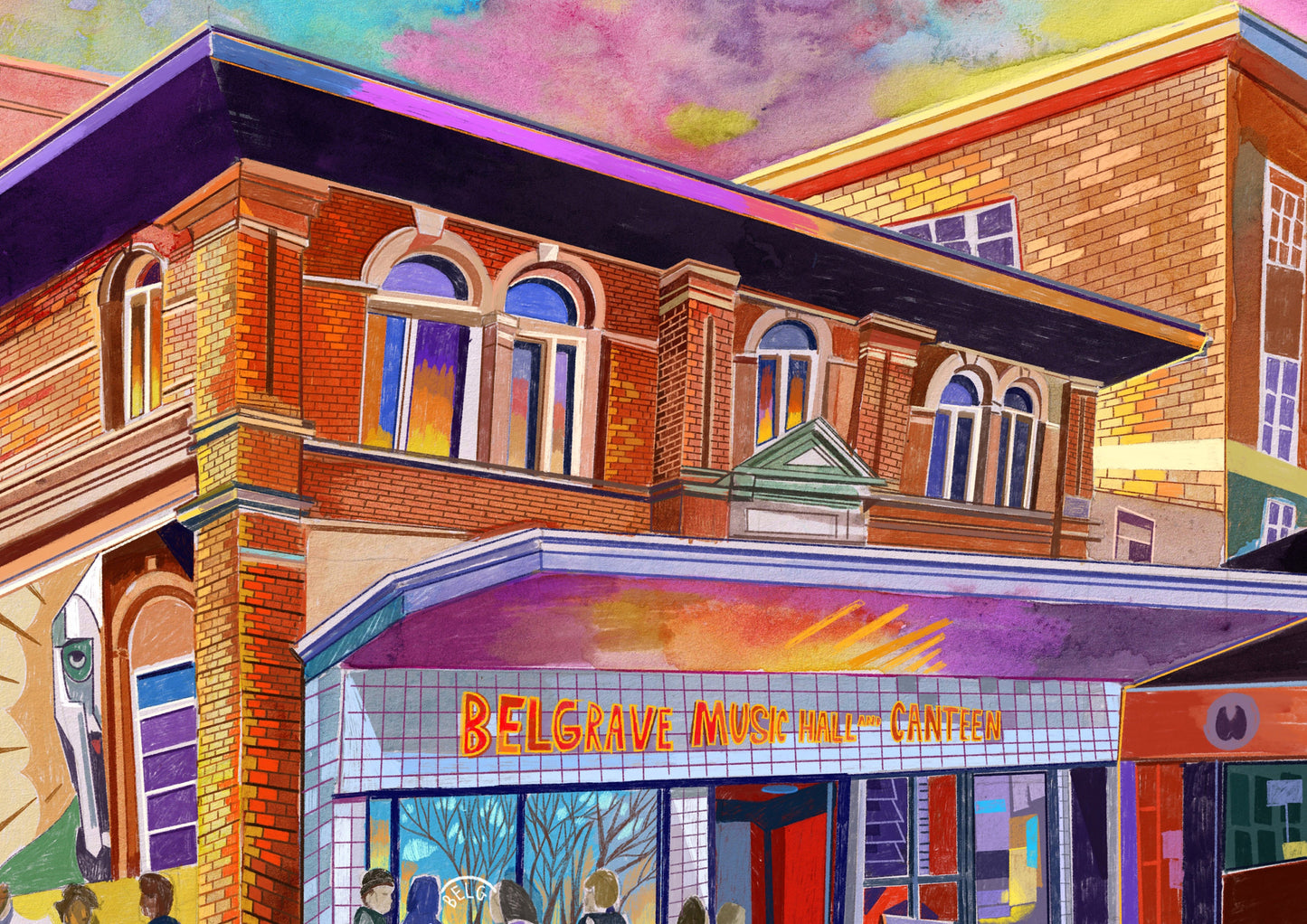 Leeds Belgrave Music Hall & Canteen, Artwork Print, Leeds Poster, Leeds City Painting, Leeds Gift Idea