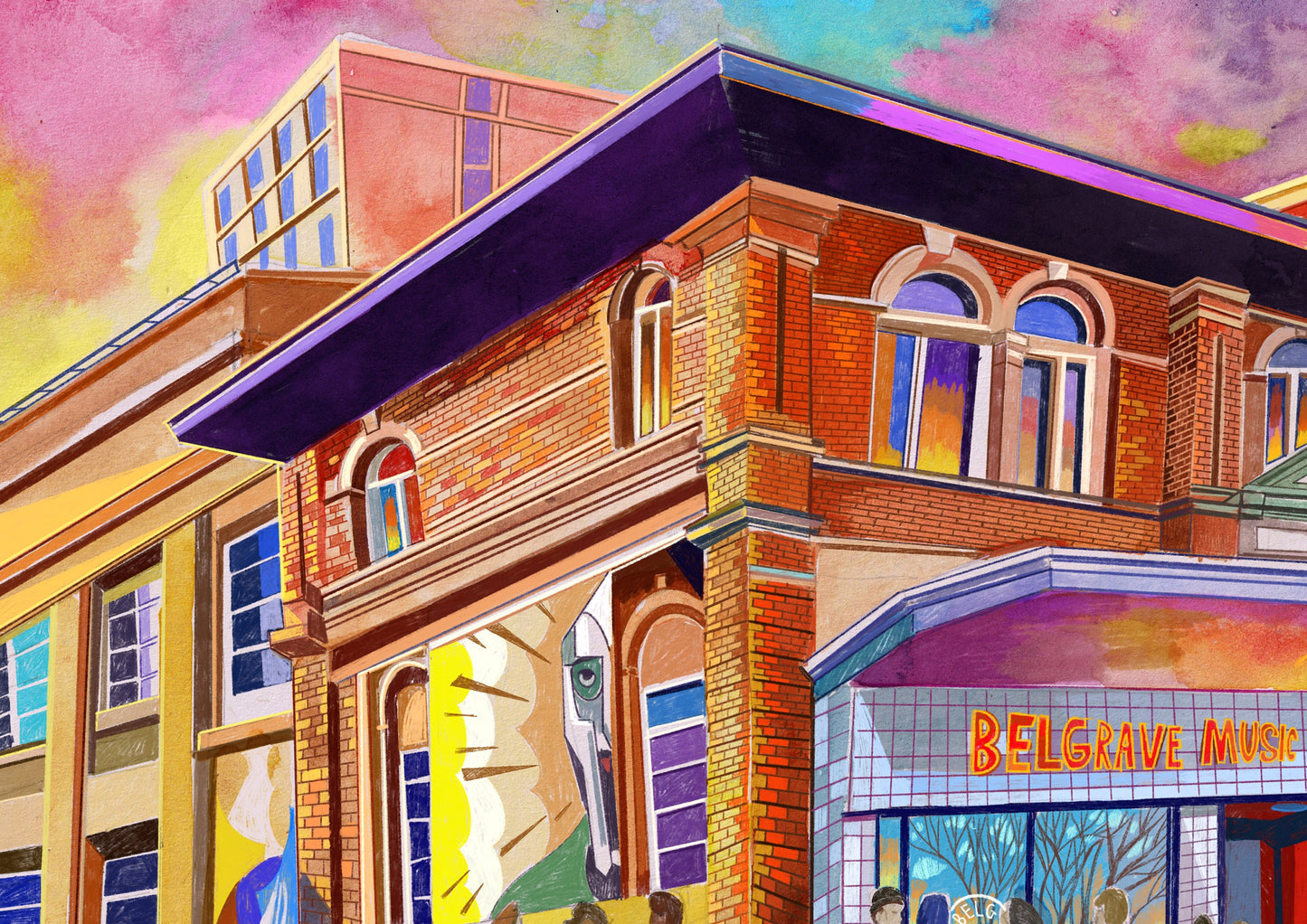 Leeds Belgrave Music Hall & Canteen, Artwork Print, Leeds Poster, Leeds City Painting, Leeds Gift Idea