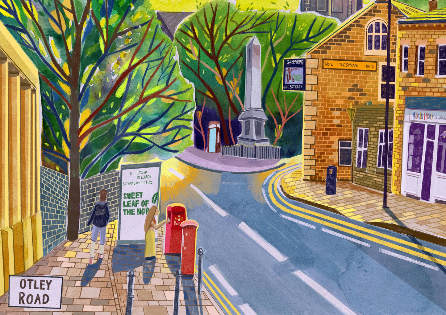 Headingley Otley Road Leeds Art Print, West Yorkshire, Skyrack Pub, St Michael’s Church, Leeds Painting, Leeds Gift Idea