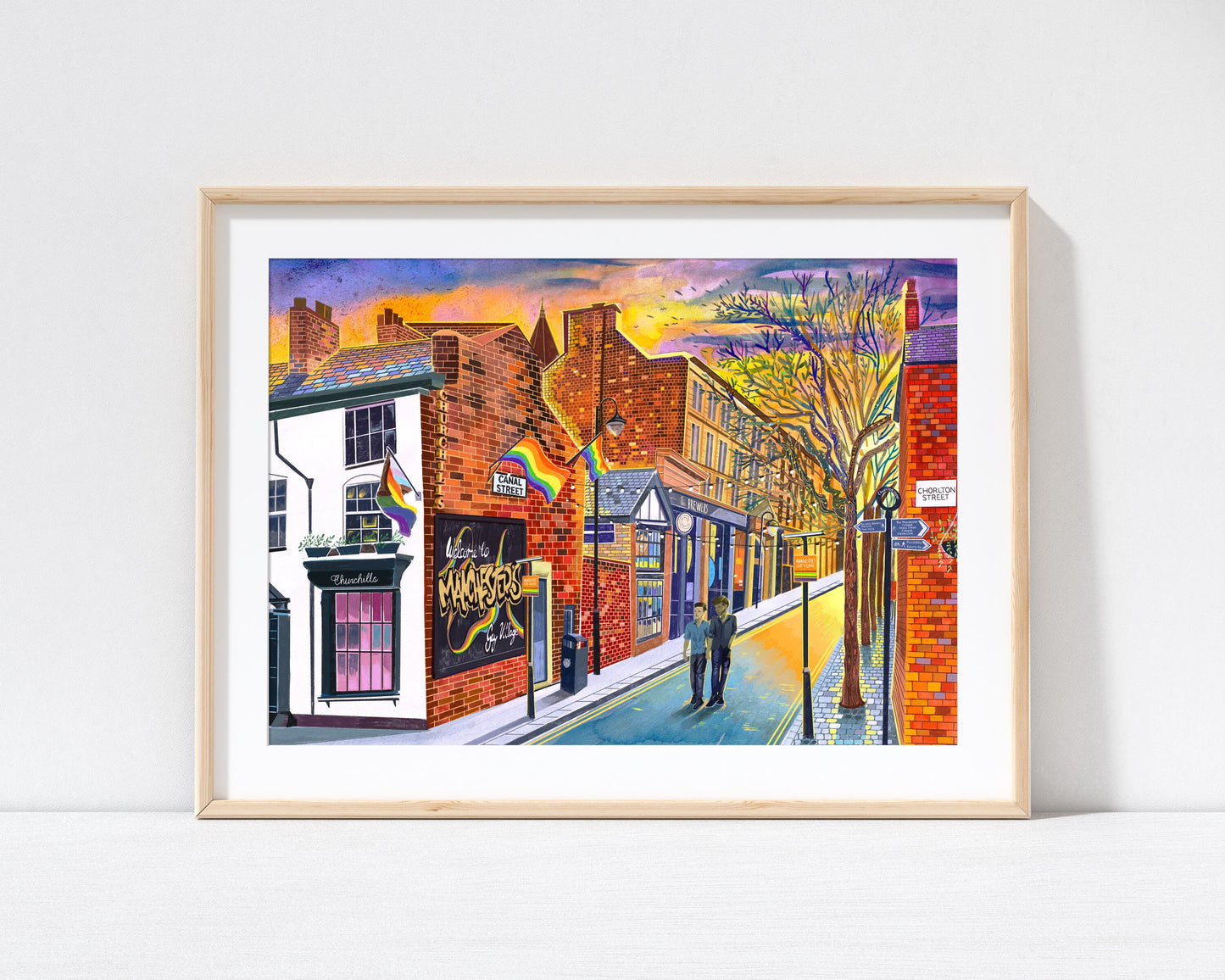 Manchester Canal Street Art Print, The Gay Village, Manchester Pride, LGBTQ+, Pride Artwork