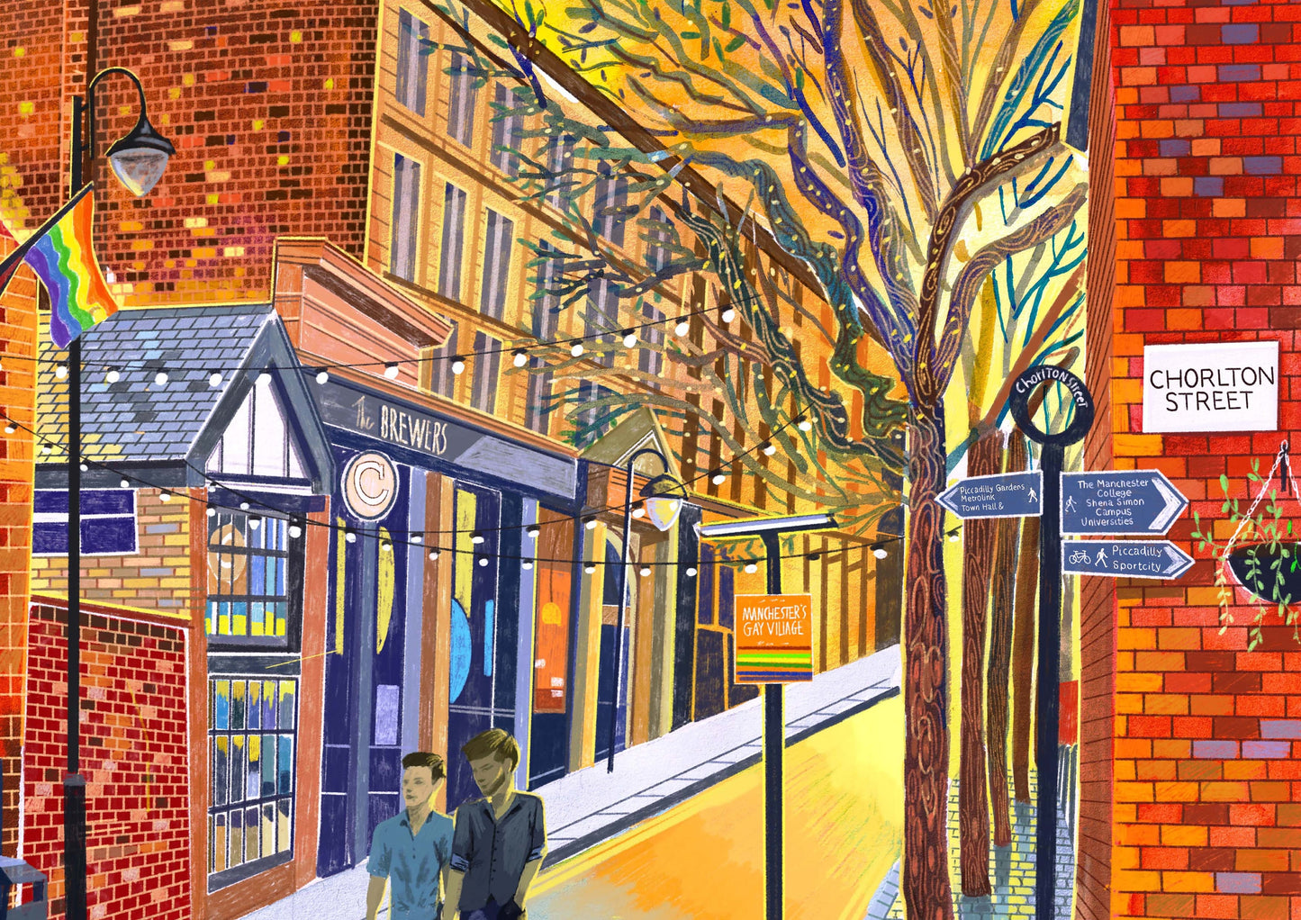 Manchester Canal Street Art Print, The Gay Village, Manchester Pride, LGBTQ+, Pride Artwork