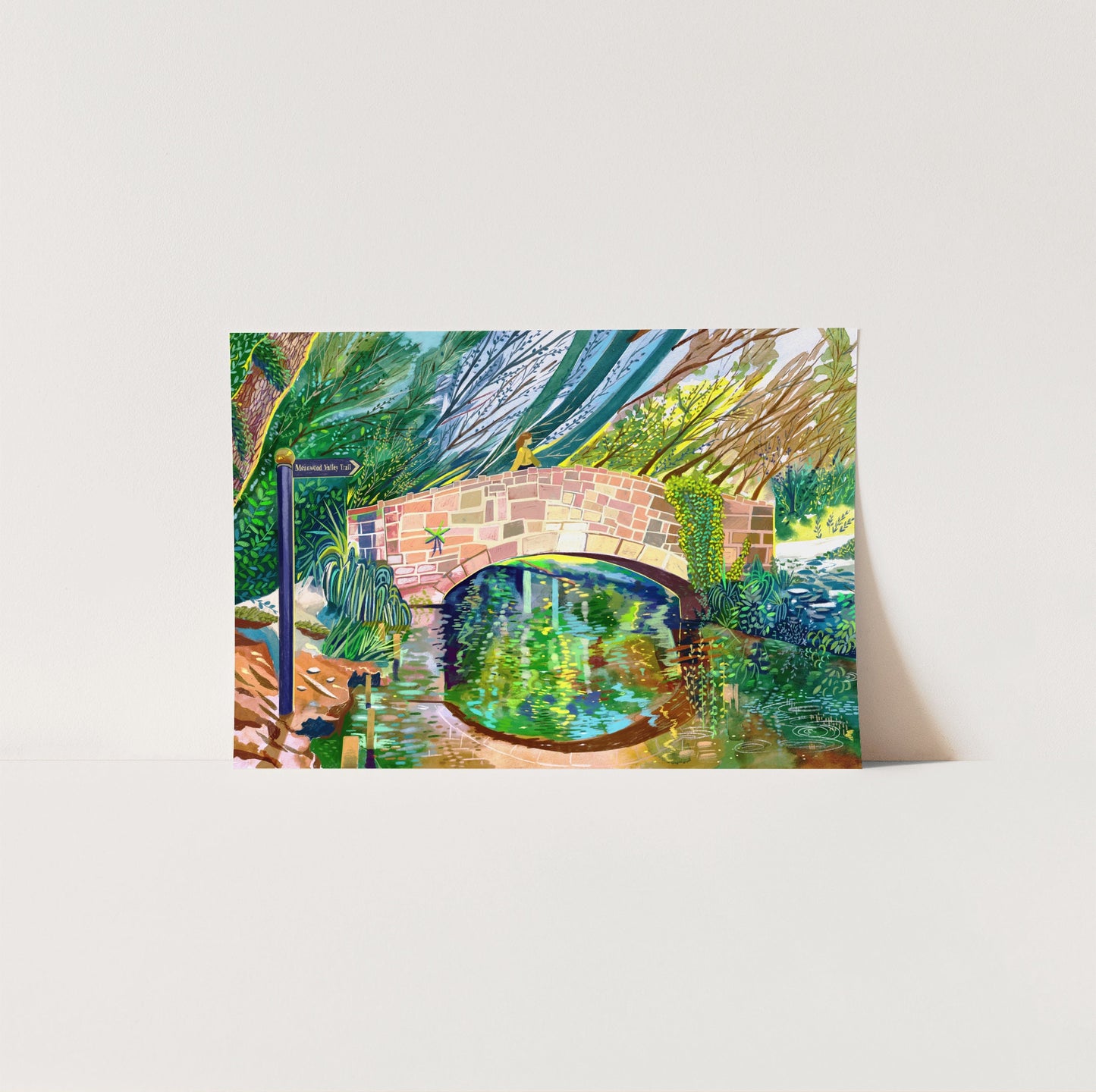 Meanwood Park Bridge Leeds Artwork Print, Meanwood Valley trail, Leeds Poster, Meanwood Painting