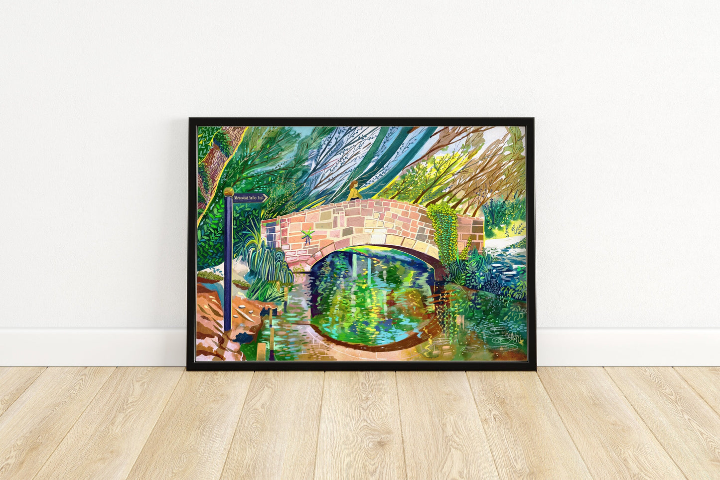 Meanwood Park Bridge Leeds Artwork Print, Meanwood Valley trail, Leeds Poster, Meanwood Painting