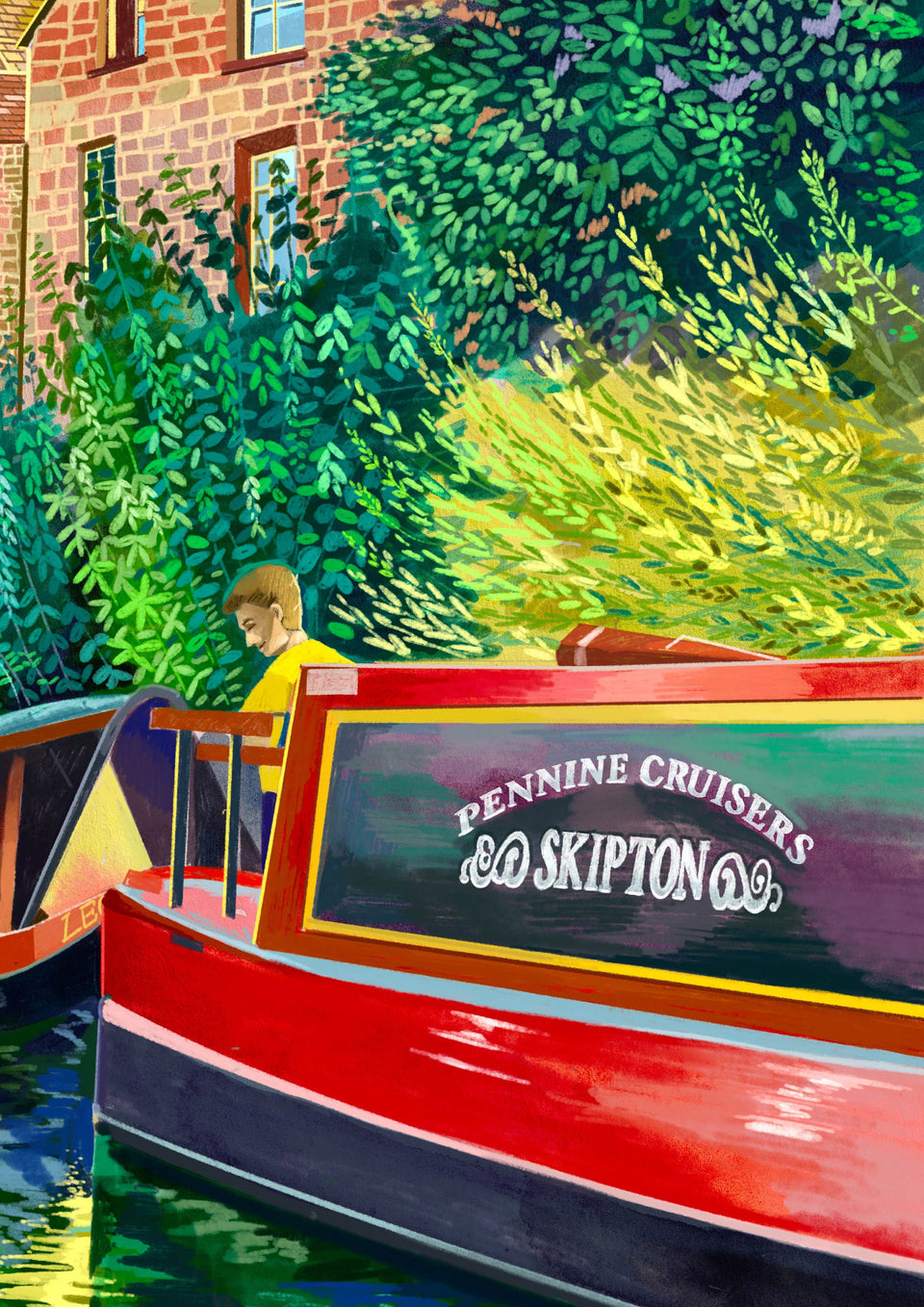 Skipton Artwork Print, Mill Bridge, Skipton Illustration, Yorkshire Dales Artwork, Leeds and Liverpool Canal Art
