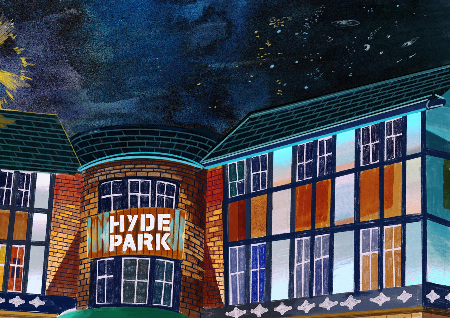 Hyde Park Pub, Leeds Art Print, Headingley Lane, Hyde Park Leeds, Hyde Park Corner, Leeds Poster
