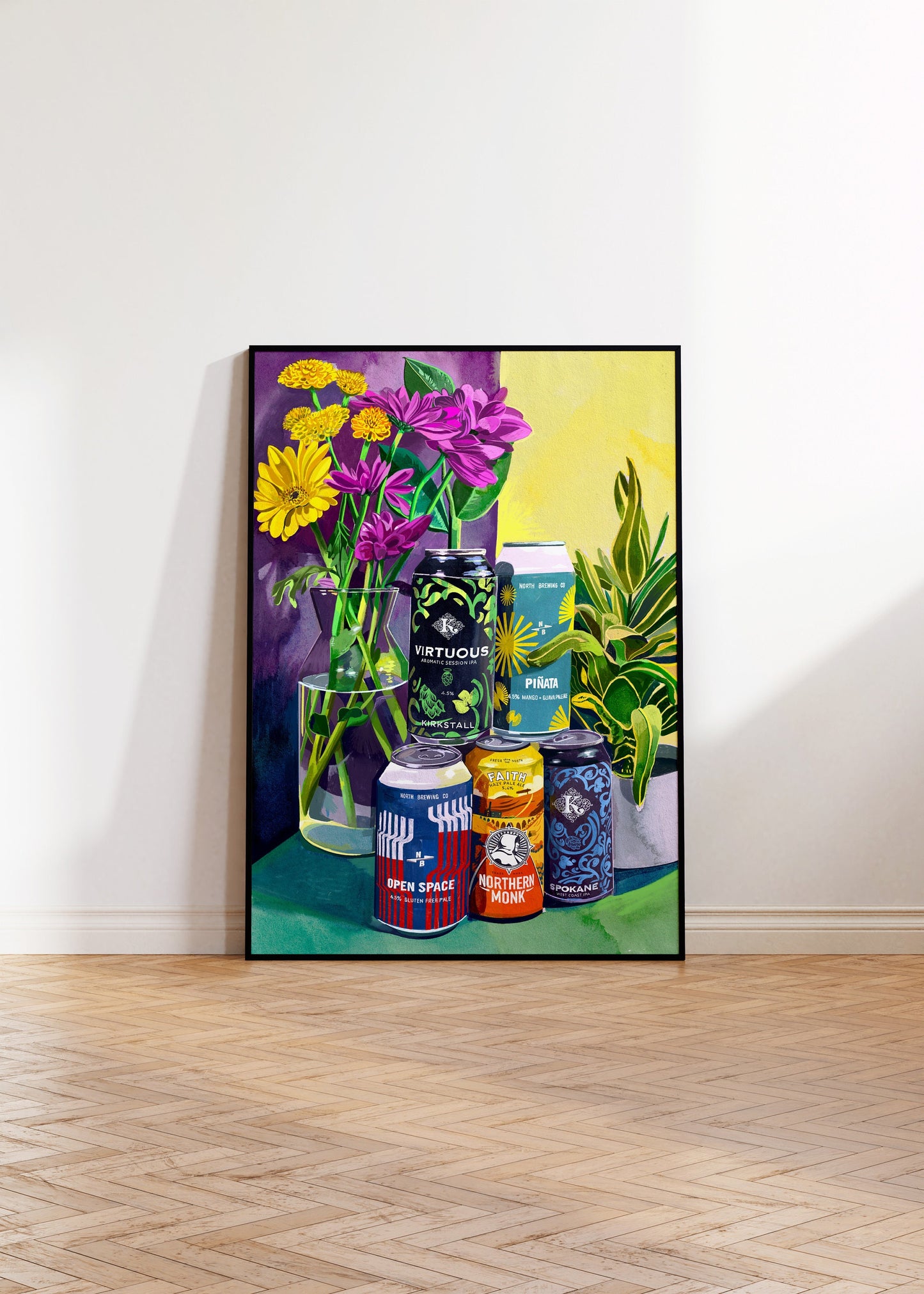 Craft Beers Artwork Print, Beer Still Life, Leeds Breweries, Northern Monk, Kirkstall Brewery, North Brewing Co, Leeds Gift Idea