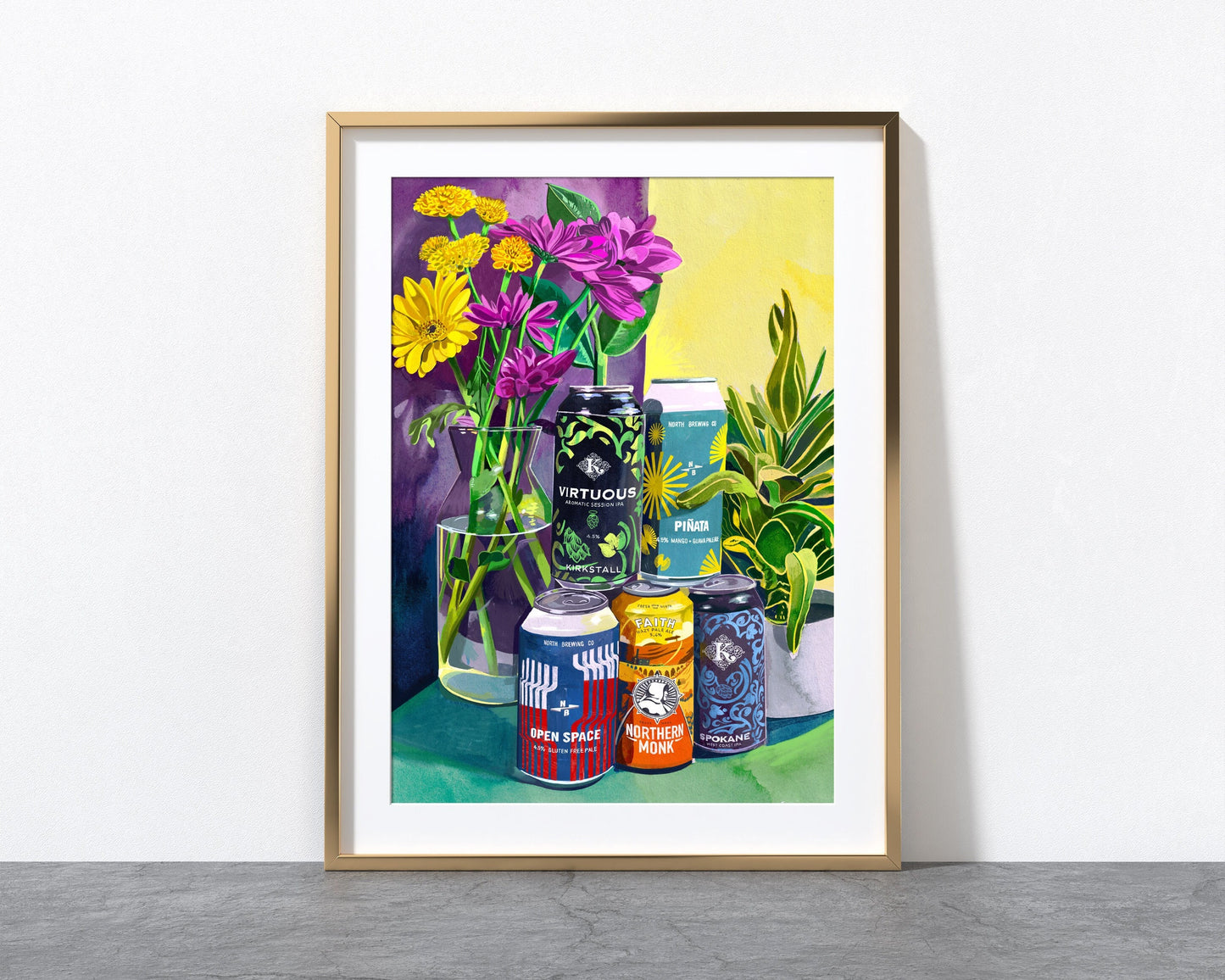 Craft Beers Artwork Print, Beer Still Life, Leeds Breweries, Northern Monk, Kirkstall Brewery, North Brewing Co, Leeds Gift Idea