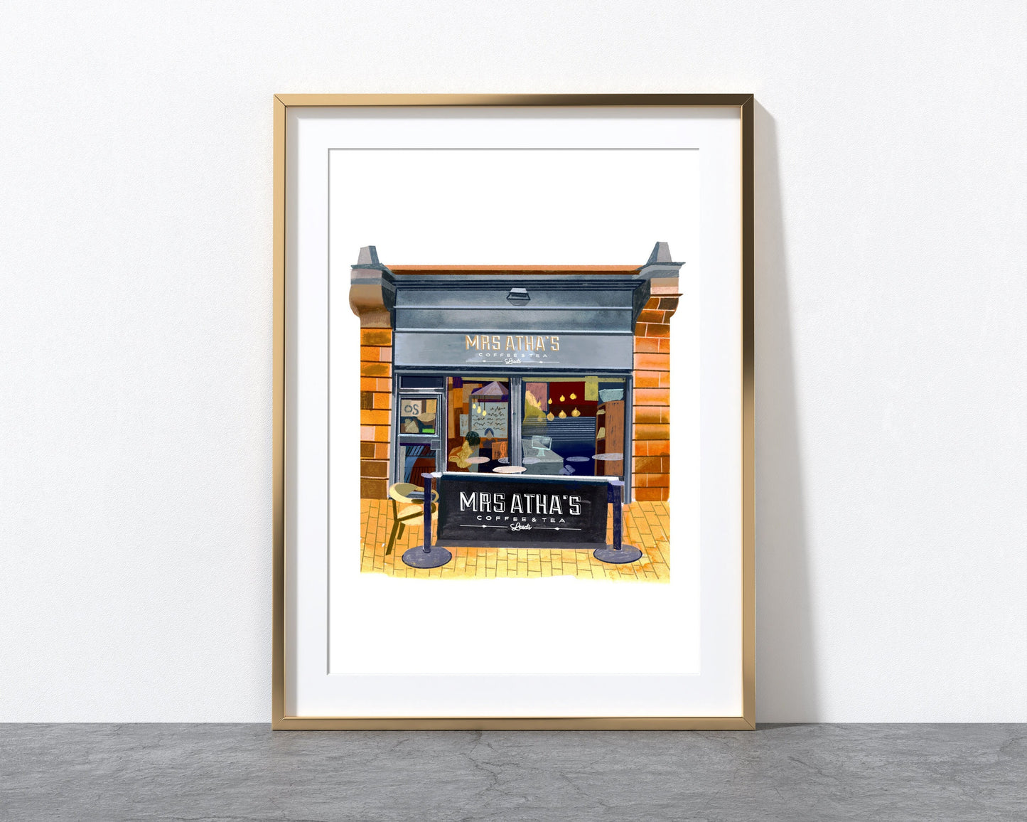 Leeds Art Print, Mrs Atha’s, Central Road, Coffee Art Gift