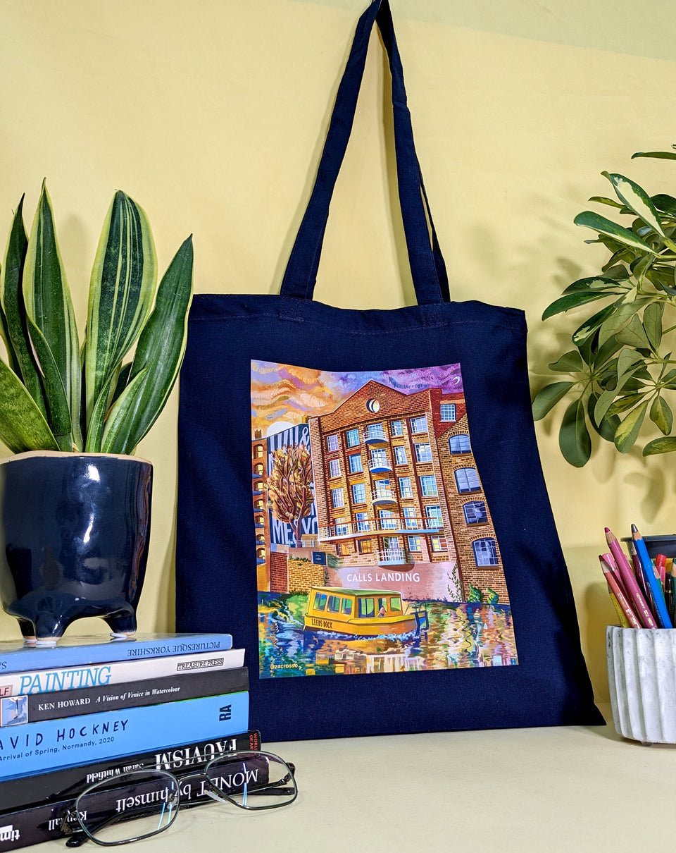 Leeds Dock Water Taxi Tote Bag, Natural Cotton or Navy Blue Cotton