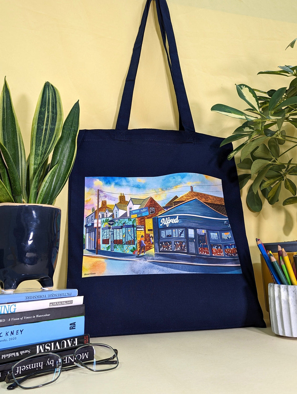 Leeds Meanwood Alfed Bar Tote Bag, Natural Cotton or Navy Blue Cotton