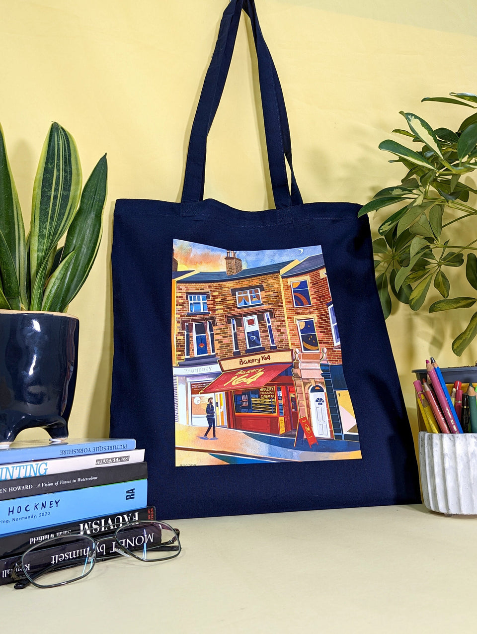 Leeds Bakery 164 Tote Bag, Natural Cotton or Navy Blue Cotton